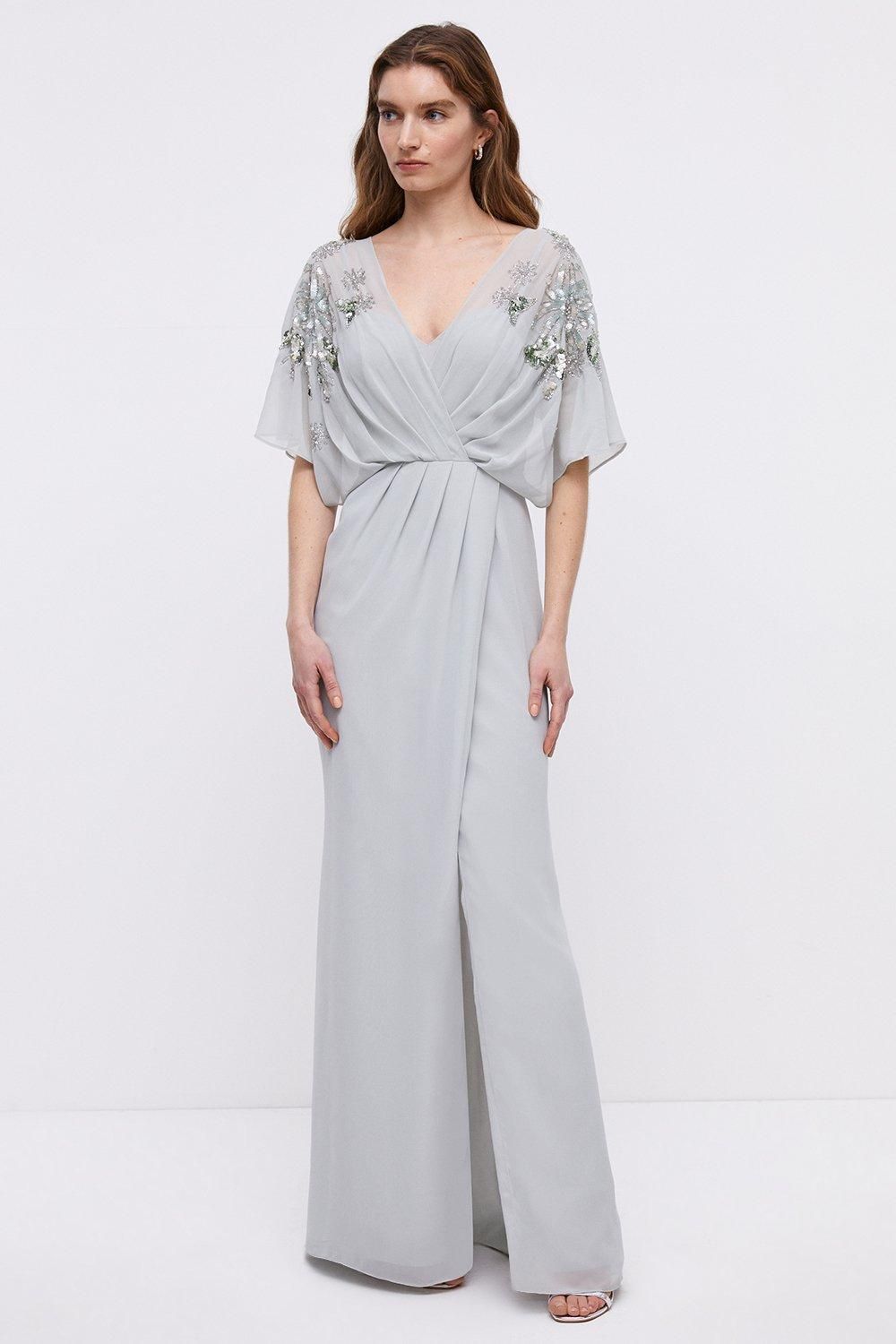Wrap Top Sequin Kyoto Embellished Bridesmaids Maxi Dress