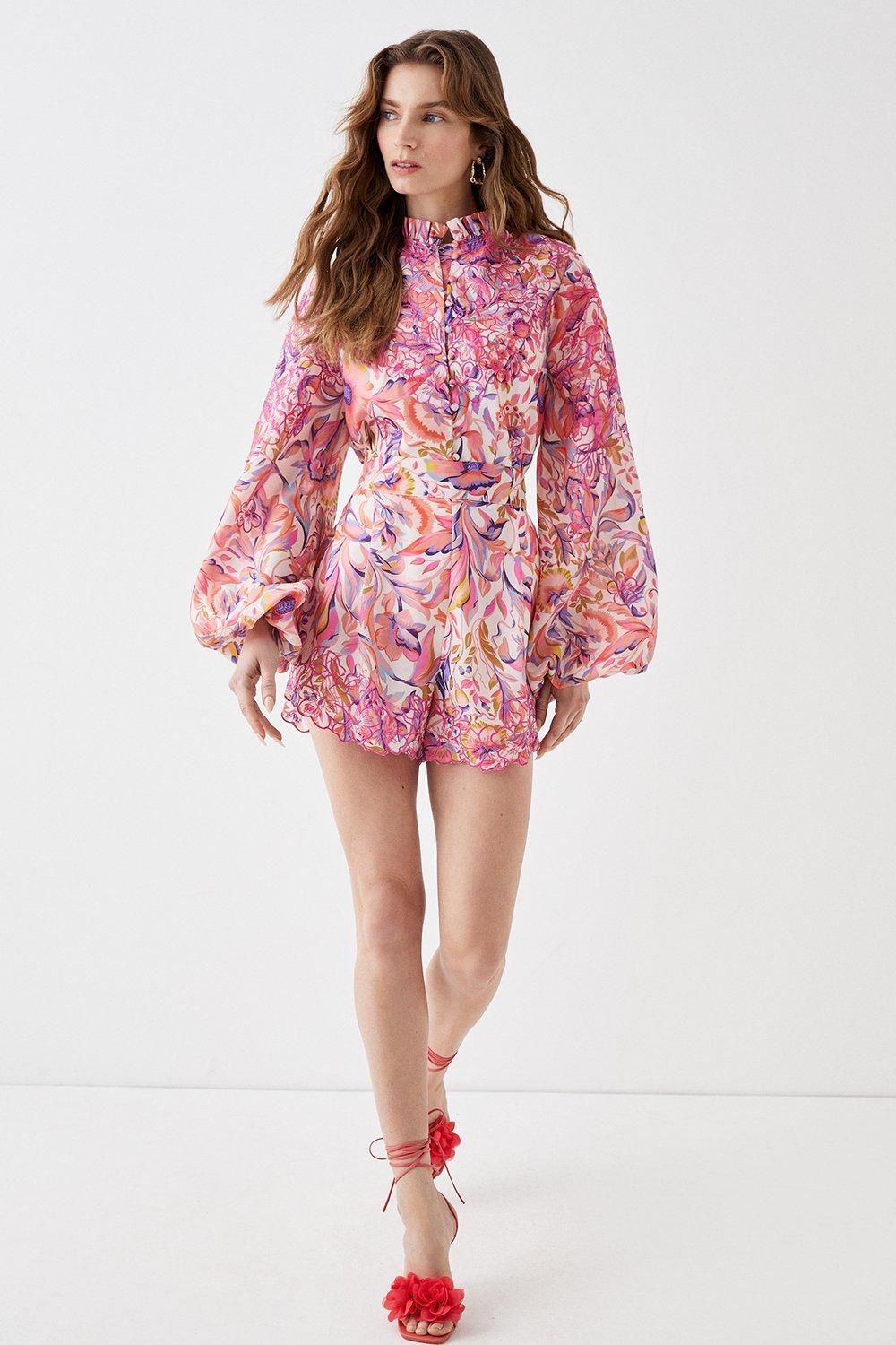 Alexandra Farmer Premium Printed Shorts With Embroidery