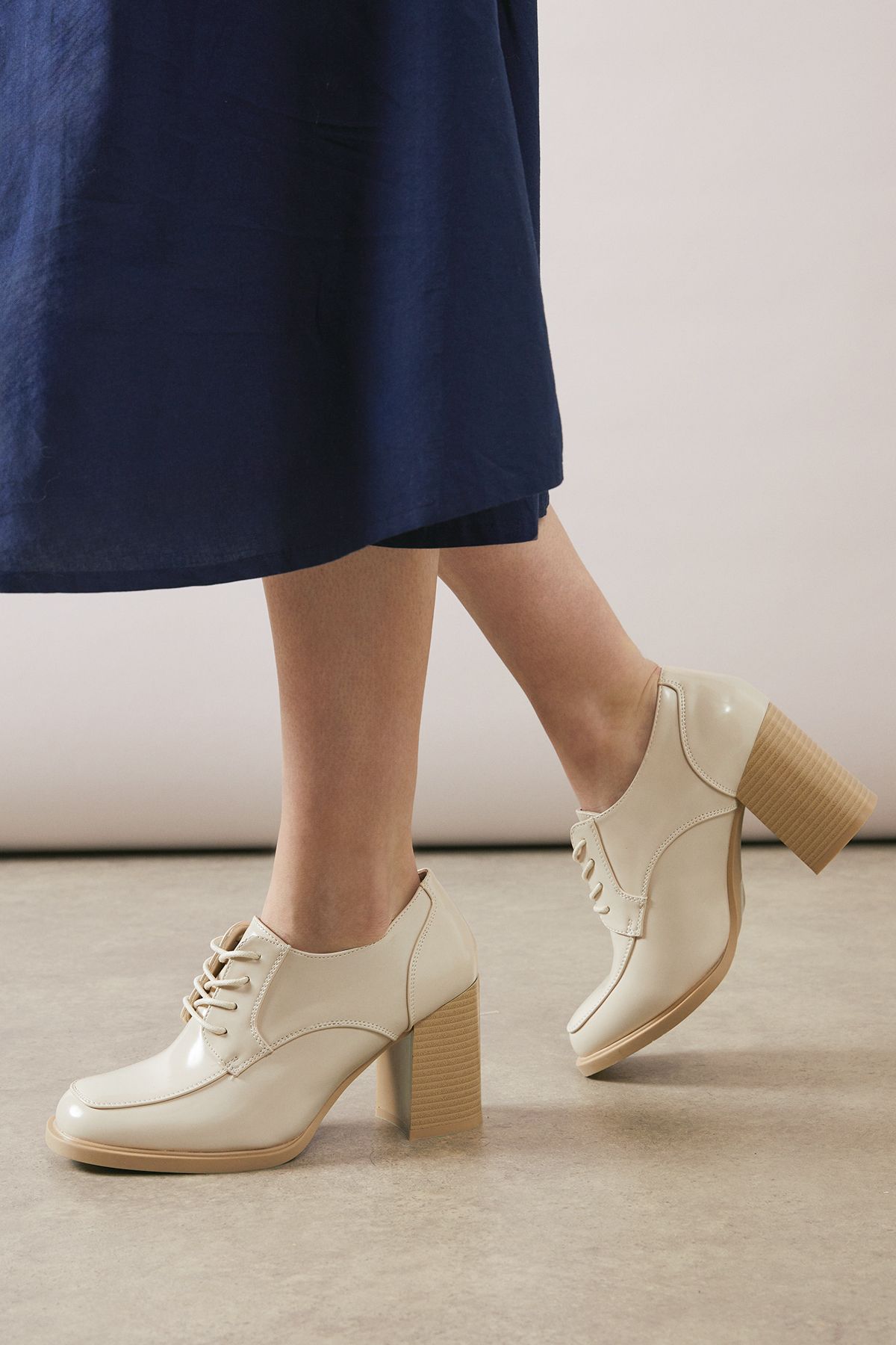 Dante Lace Up High Block Heel Loafers