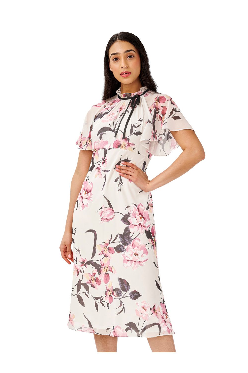 Printed Chiffon Midi Dress