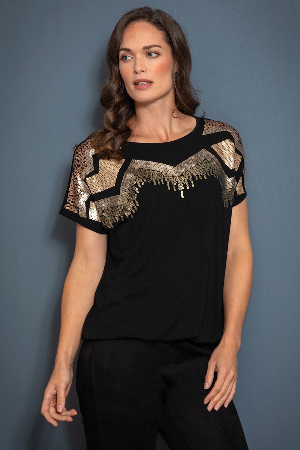 Sequin Embellished Jersey Top