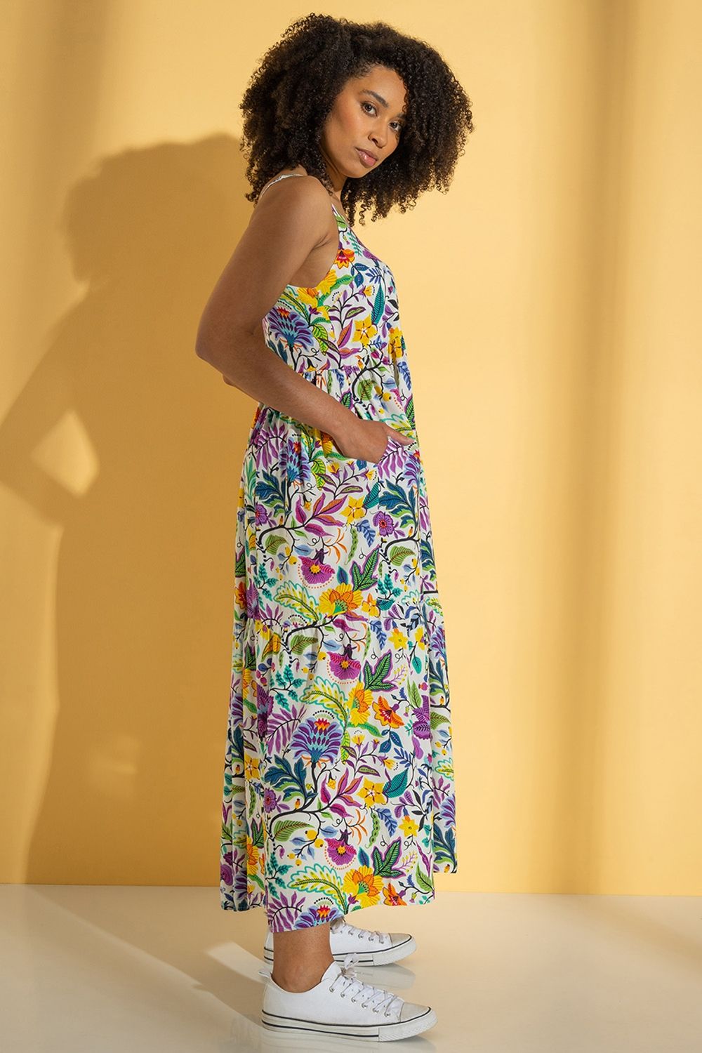 Floral Print Relaxed Fit Strappy Maxi Dress