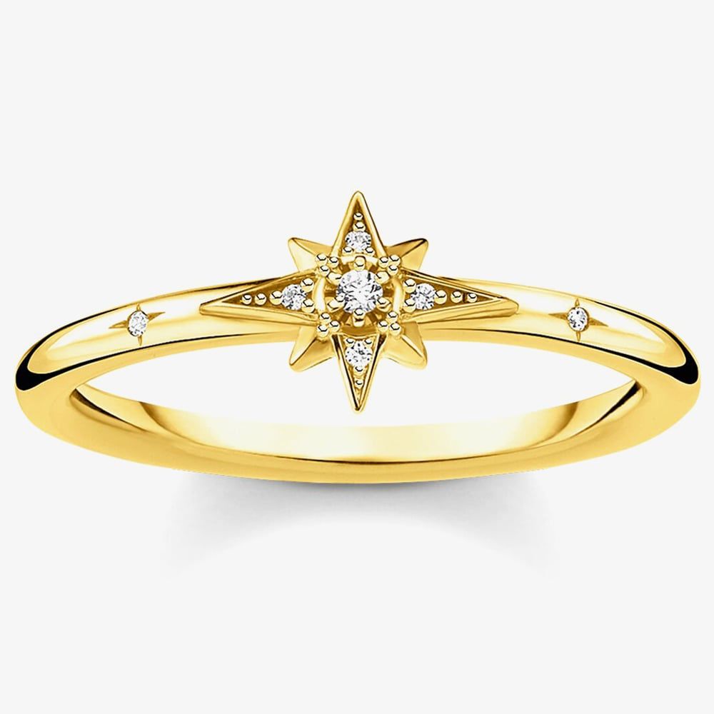 Gold Plated Cubic Zirconia Pave Star Ring TR2317-414-14-52