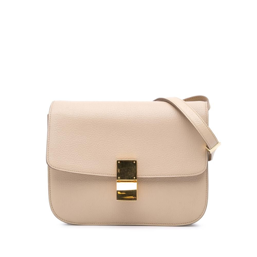 Preloved Classic Box Bag Leather- Brown Crossbody Bags