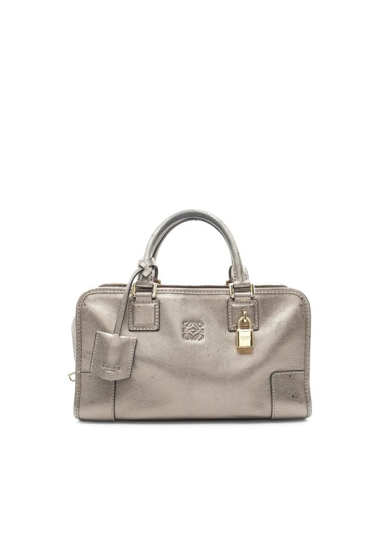 Preloved Elegant Structured Top Handle Handbag for- Gold