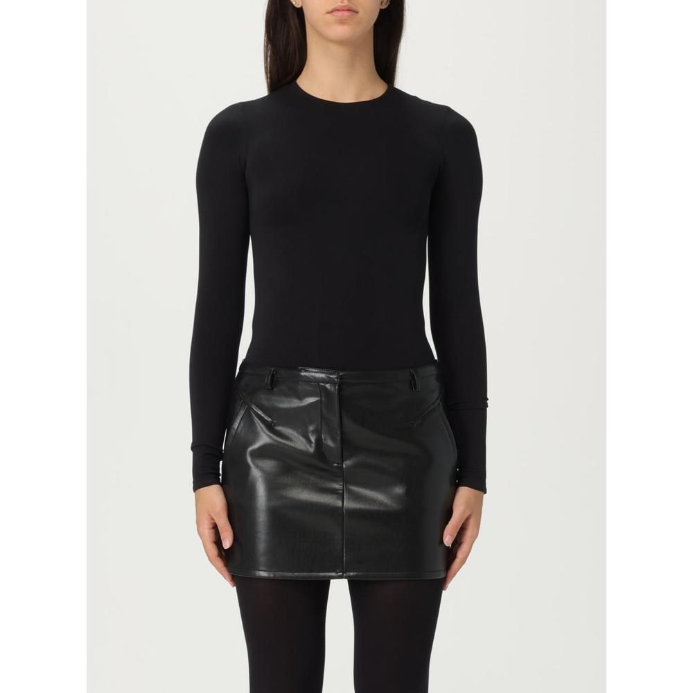 Above Knee Length Fitted Skirt with Faux Leather Construction-