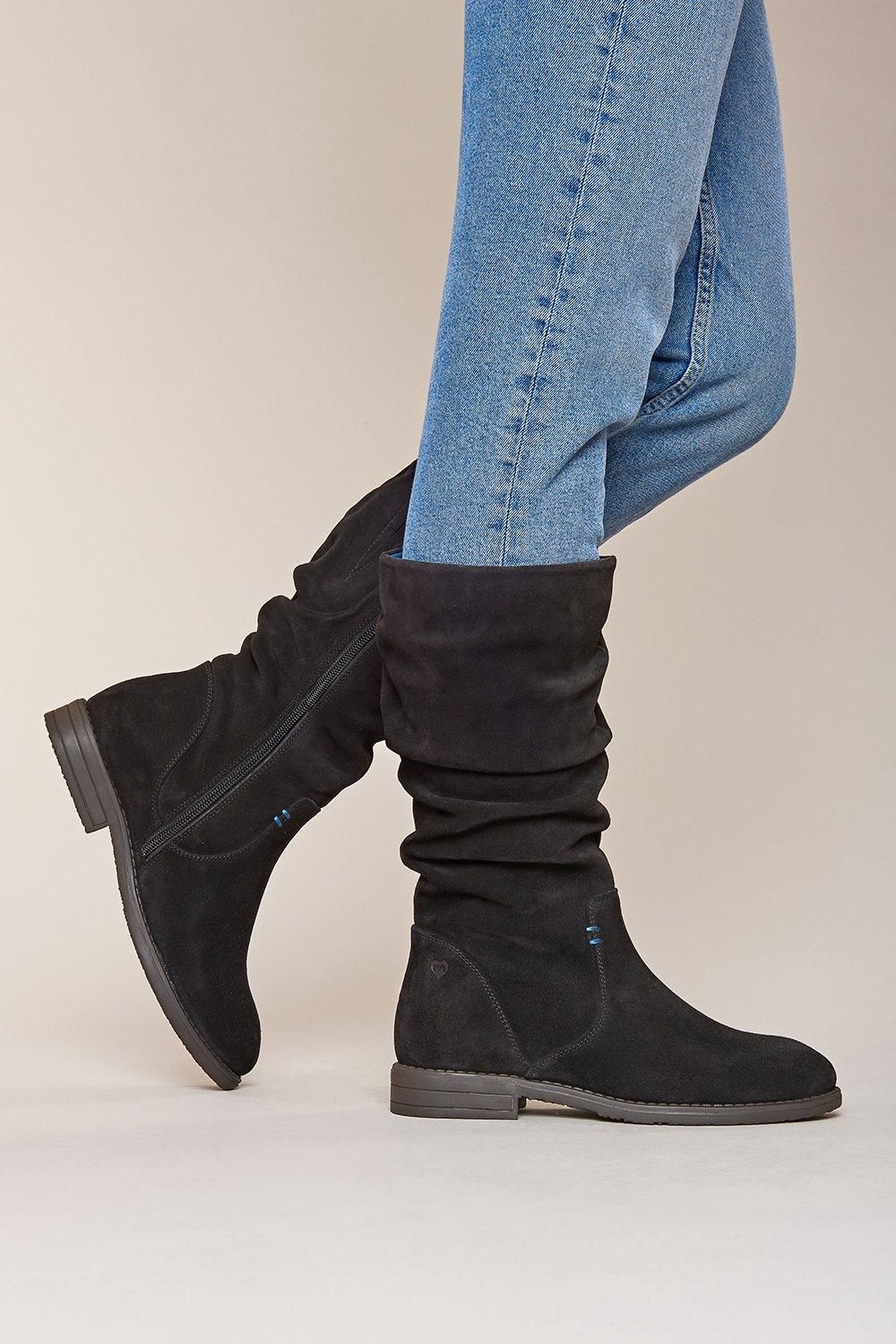 'Glacier Suede 2' Ladies Ruched Suede Boots