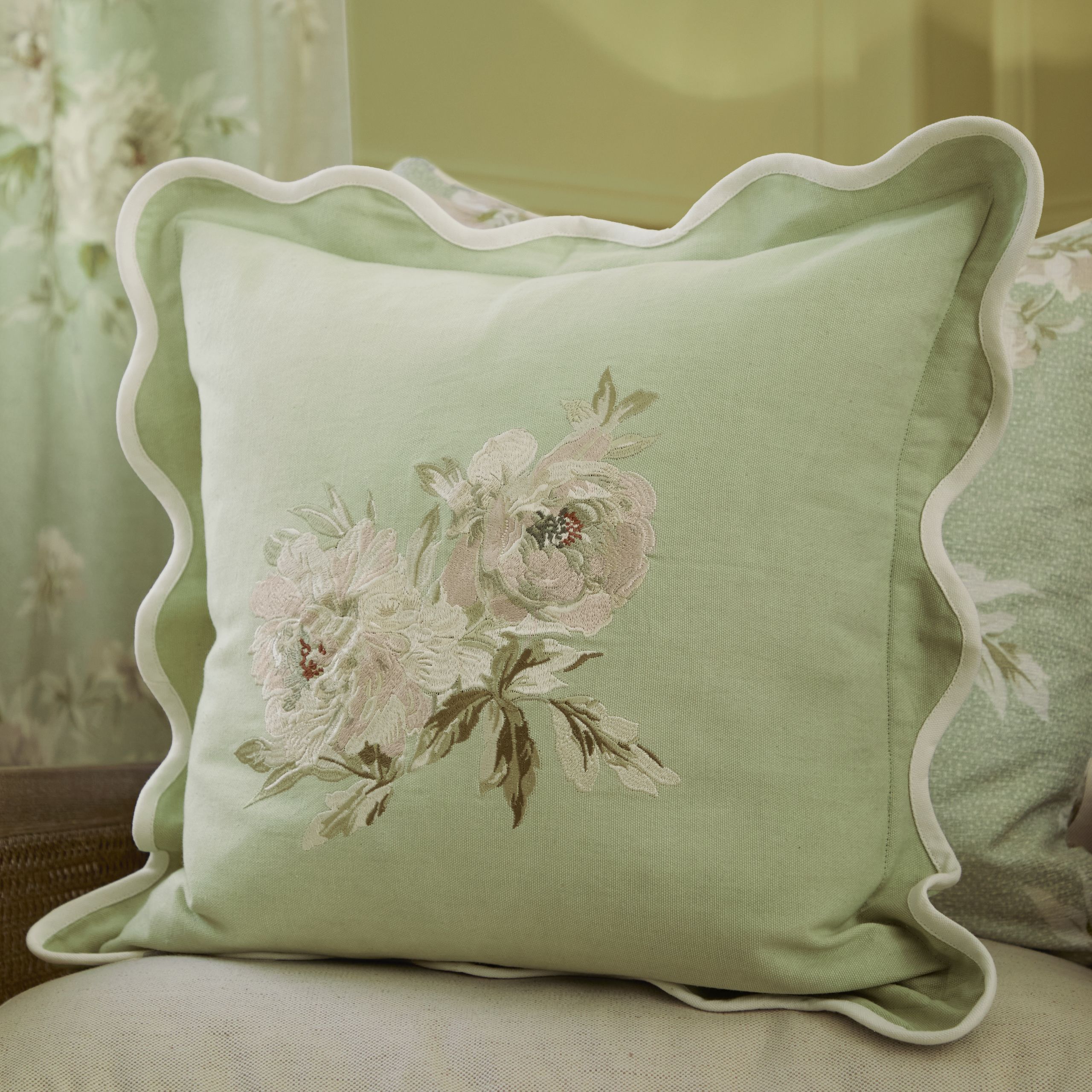 Adele Floral Embroidered Cushion