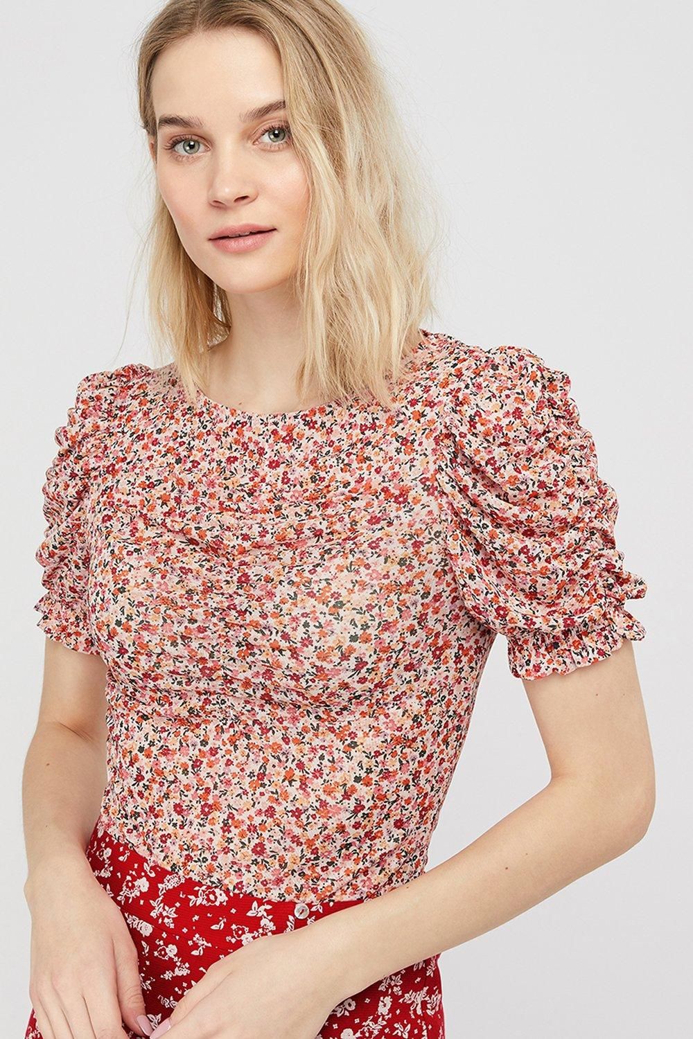 'Fia' Floral Mesh Top