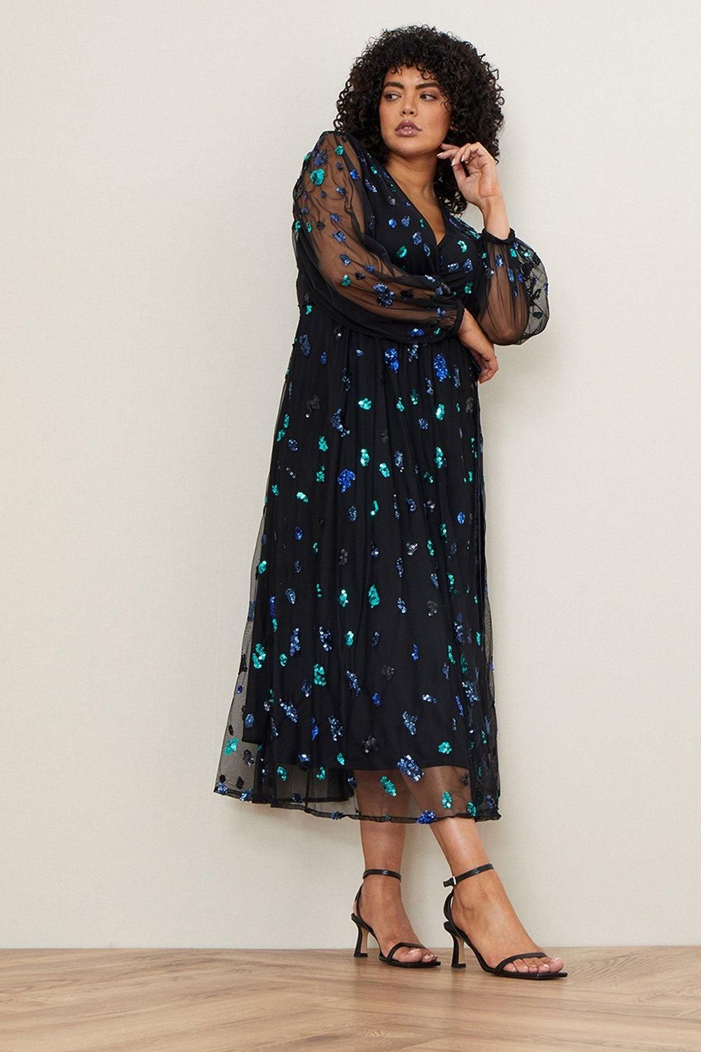 'Susan' Embellished Sequin Midi Dress