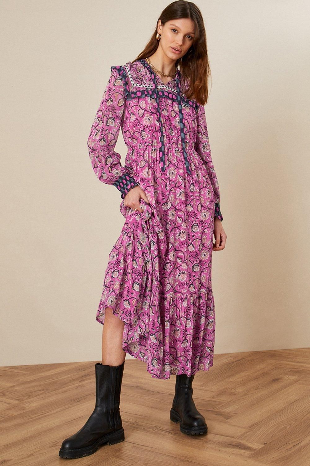 'Elle' Woodblock Printed Dress