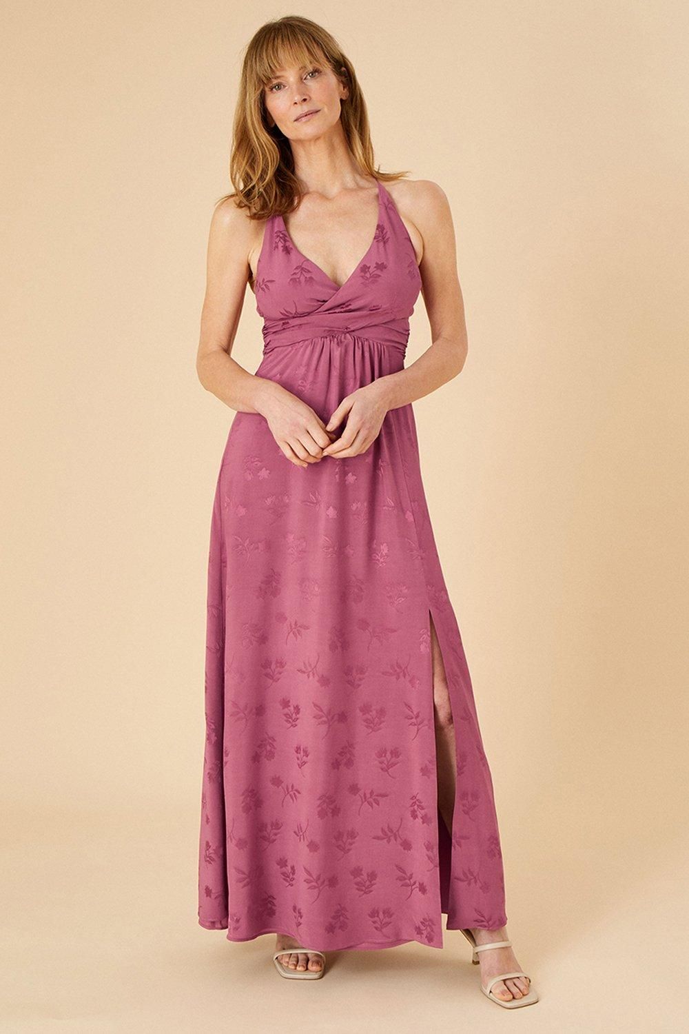 'Annie' Satin Jacquard Maxi Dress