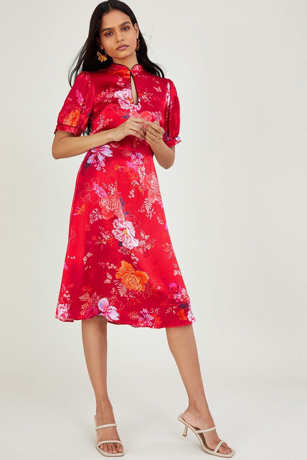 'Alijaz' Print Satin Short Dress