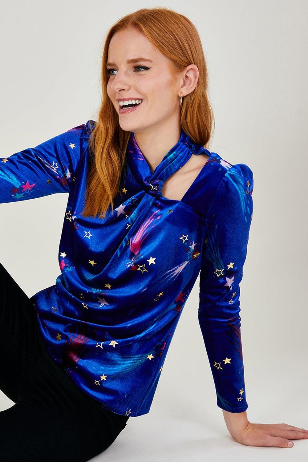 'Ginny' Star Print Velvet Top