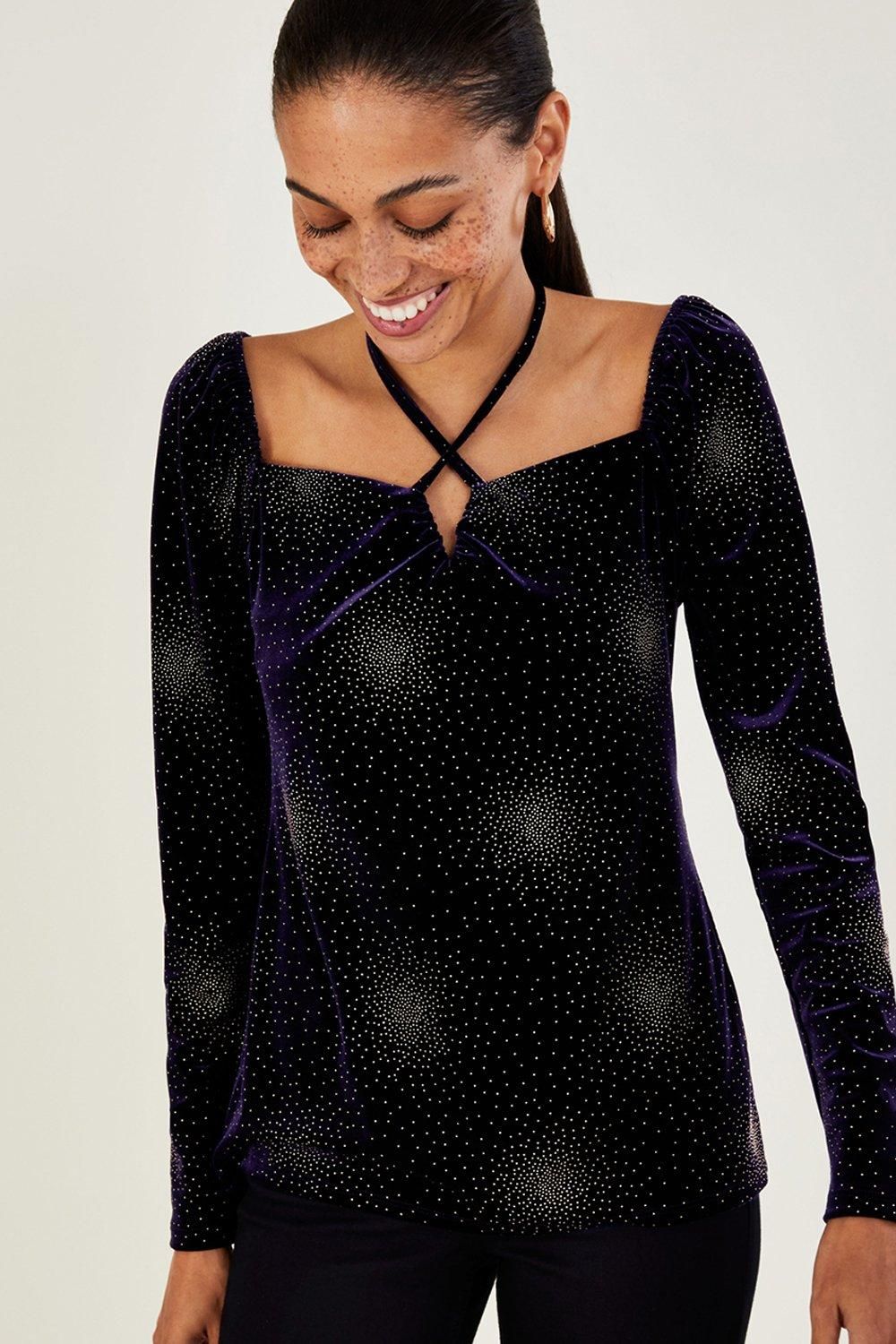 'Natasha' Nailhead Long Sleeve Top