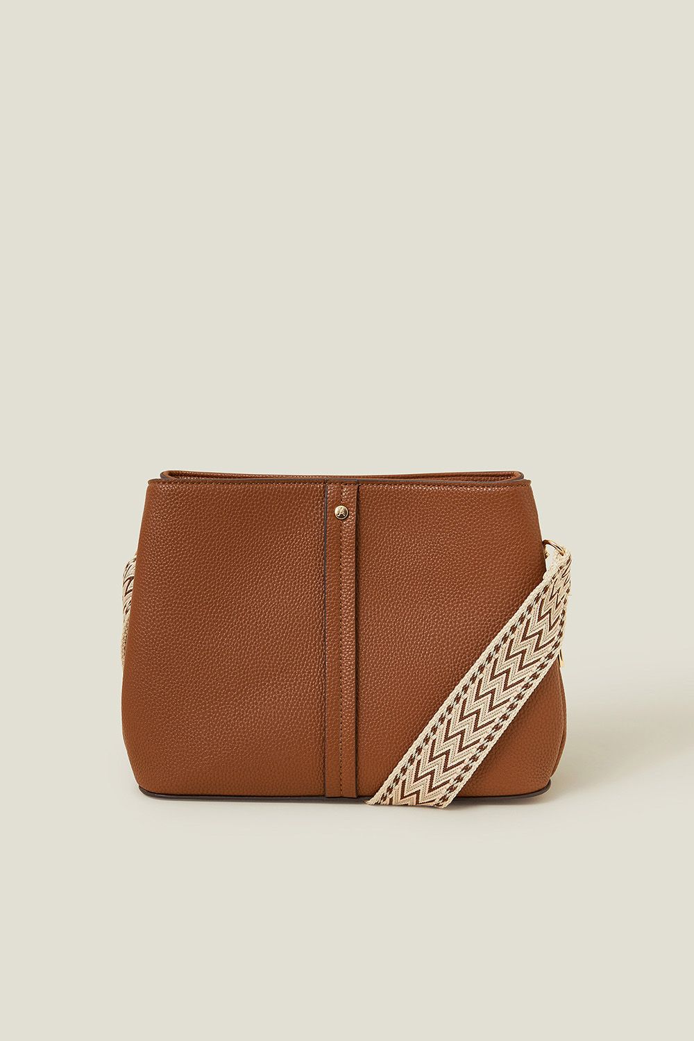 Faux Leather Webbing Strap Cross-Body Bag