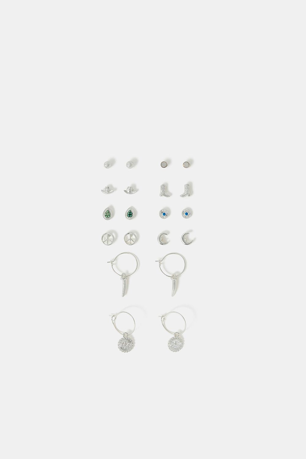 10-Pack Hippie Stud & Hoop Earrings