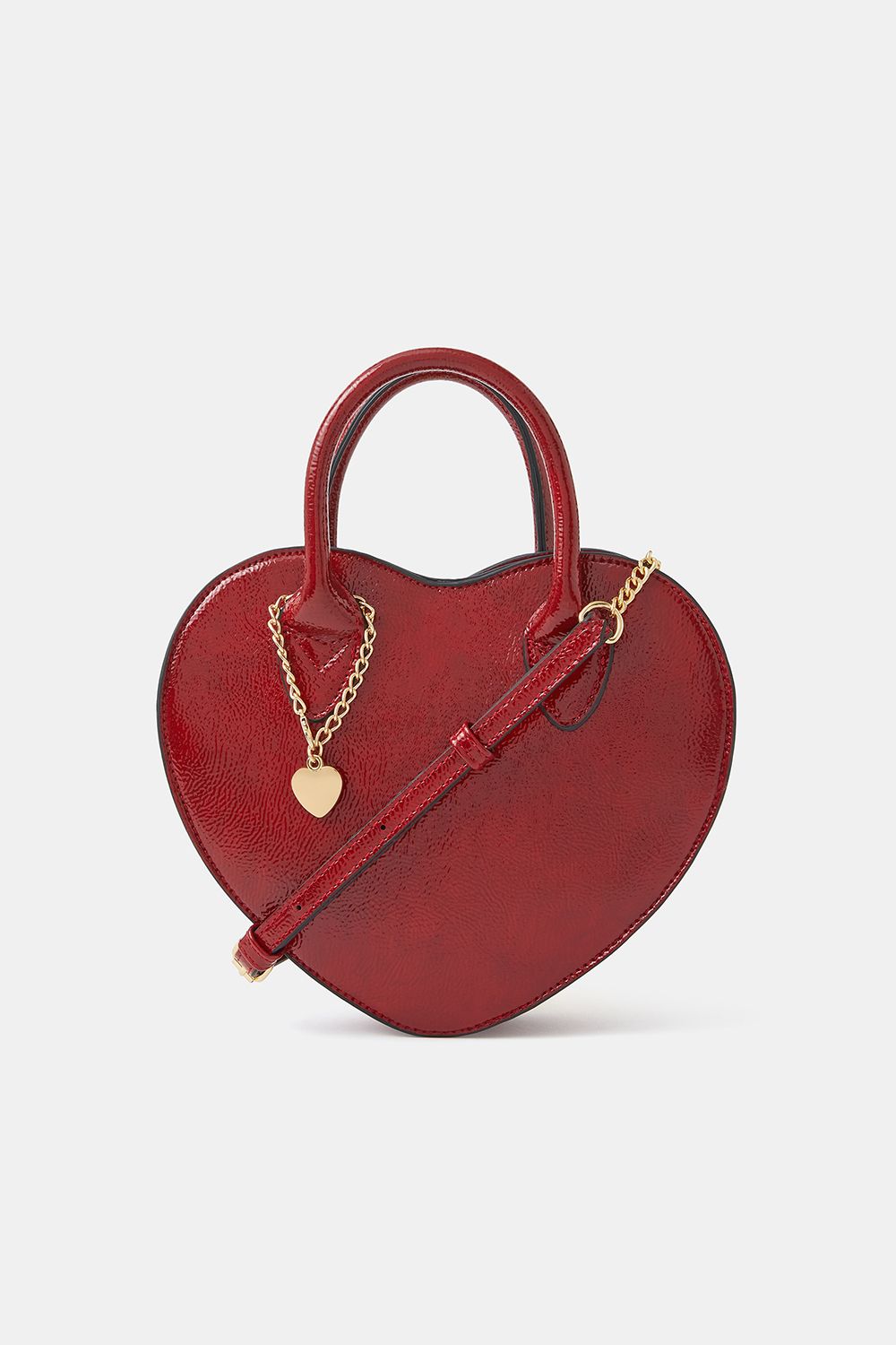 Patent Heart Crossbody Handbag