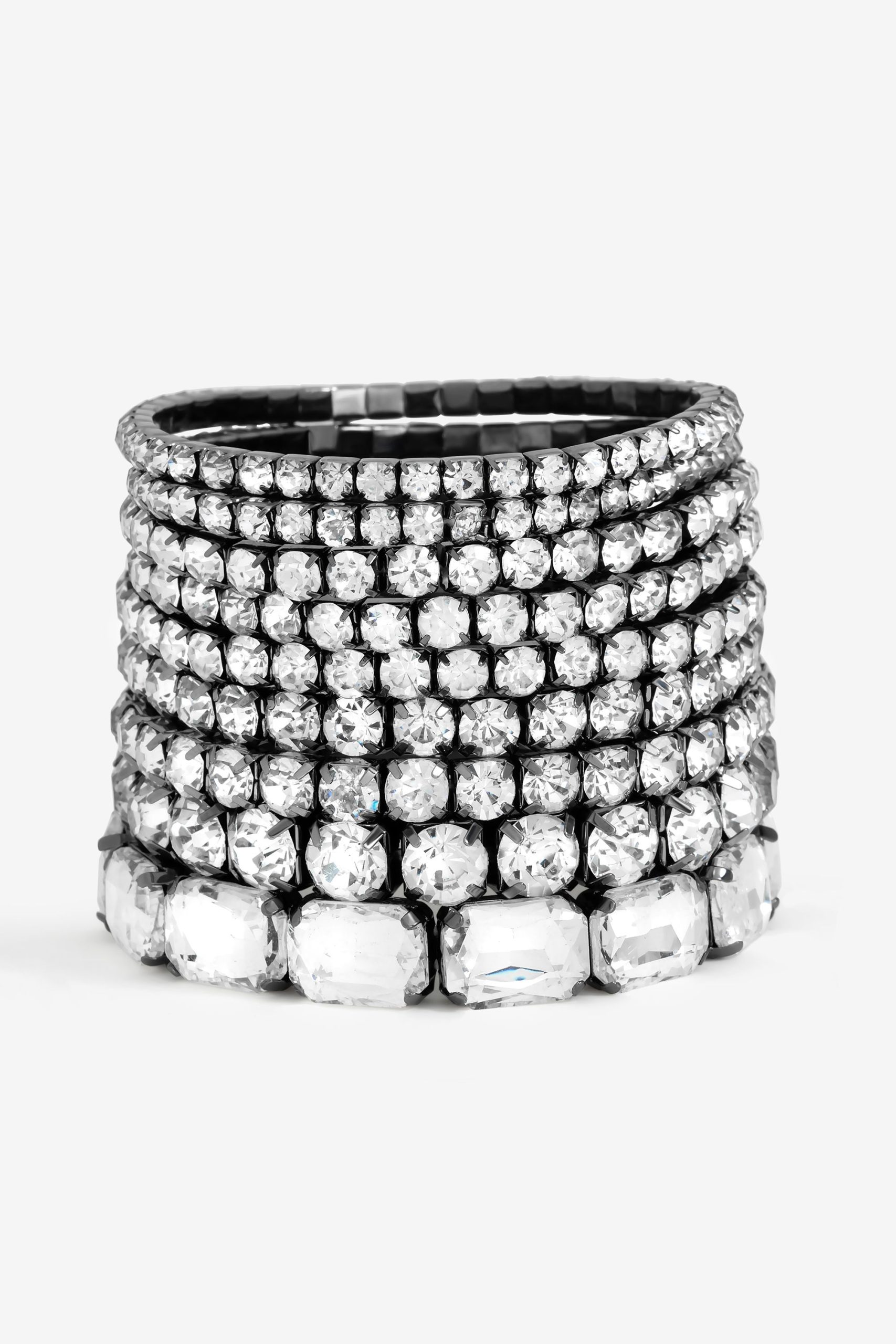 Hematite Crystal Multipack Stretch Bracelets - Pack of 9