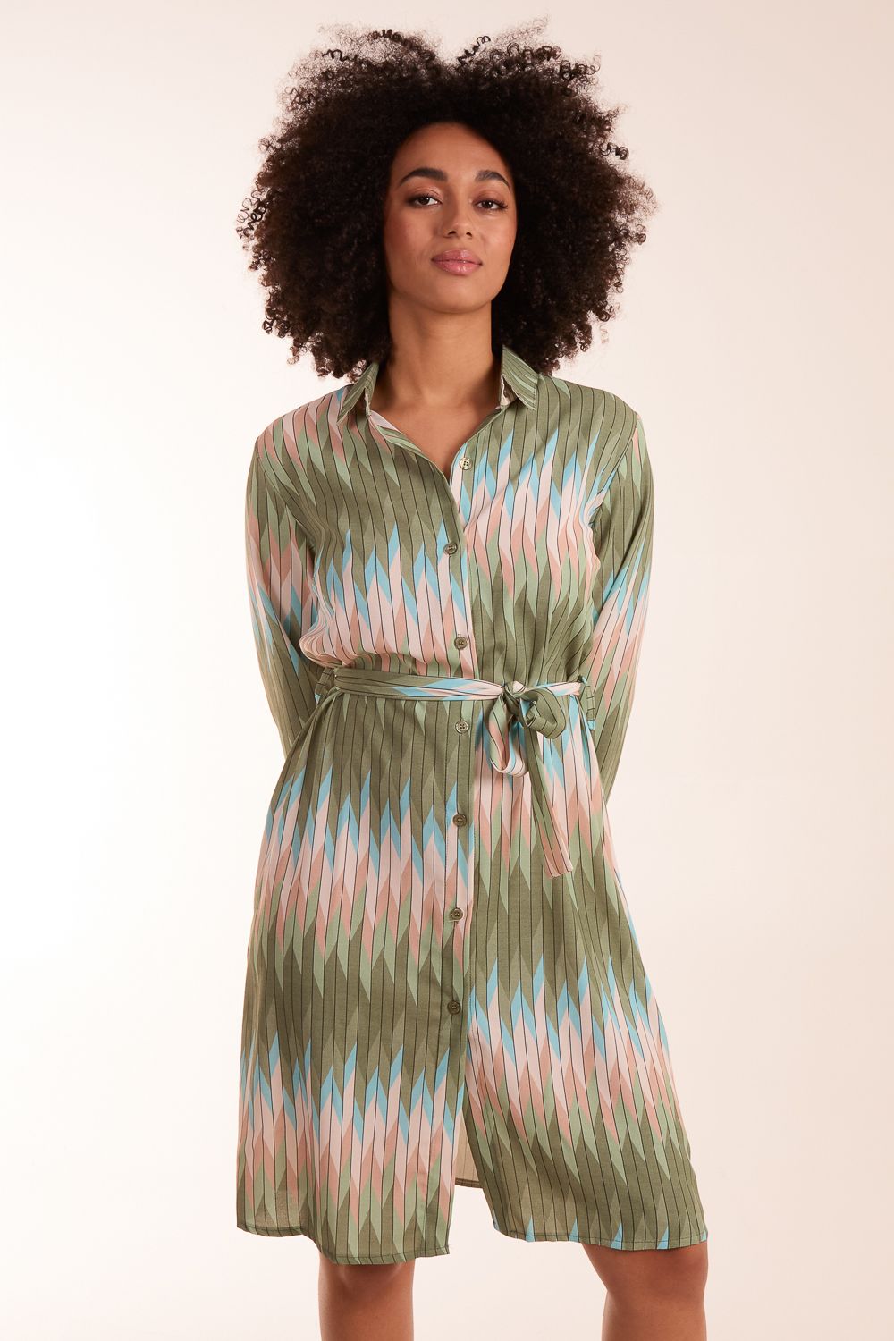Zig Zag Print Shirt Dress
