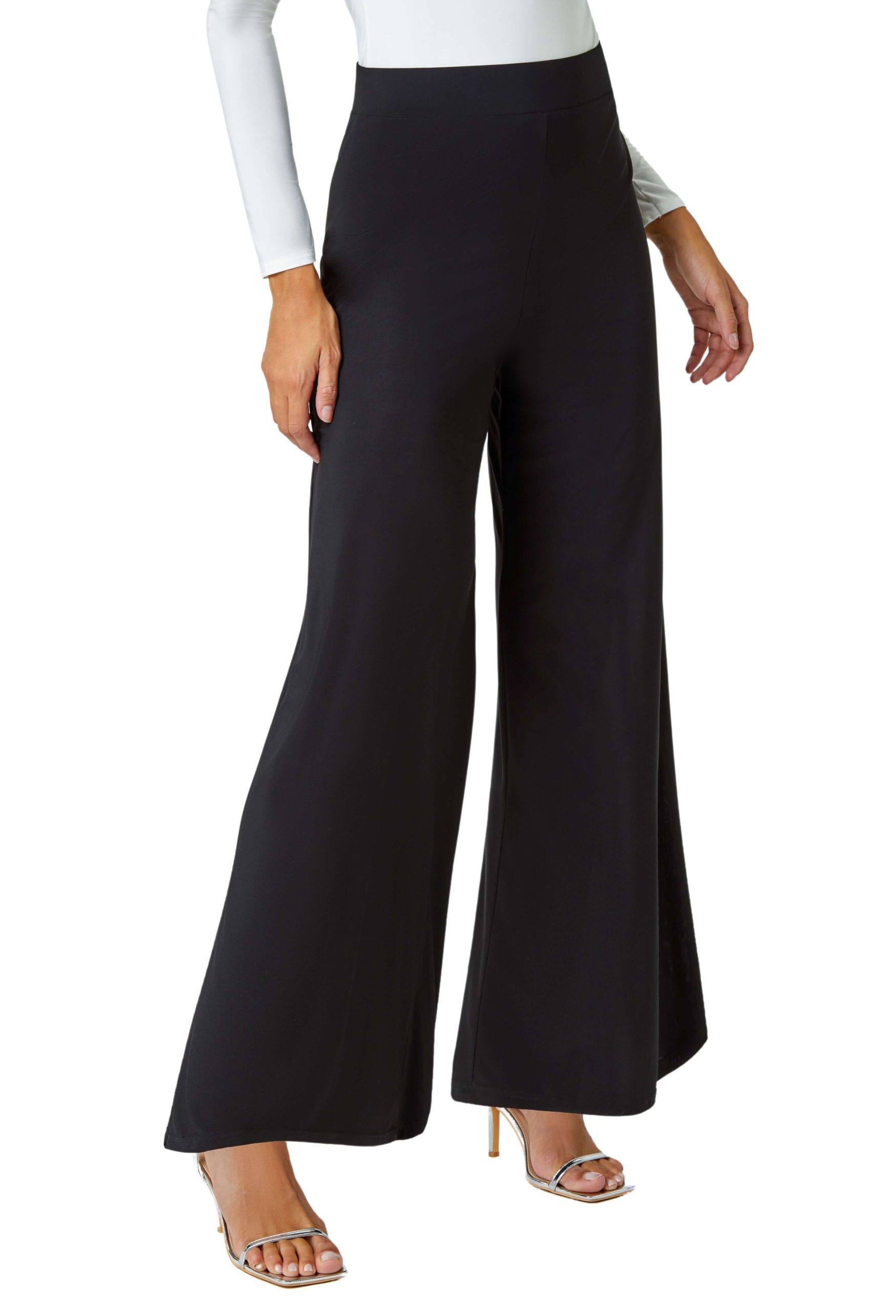 Wide Leg Stretch Trousers
