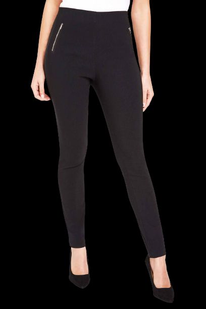 Elastic Waist Zip Detail Stretch Trousers