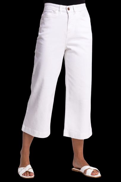Wide Leg Stretch Denim Cropped Culottes