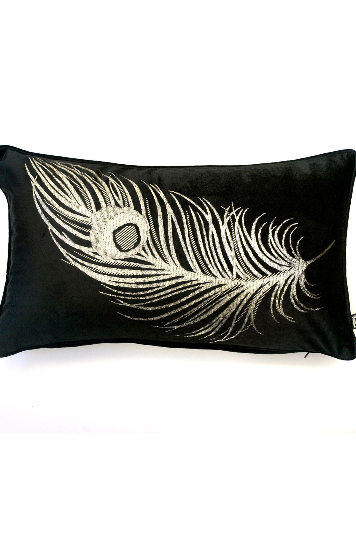 'Dandy' Metallic Feather Rectangular Filled Cushion