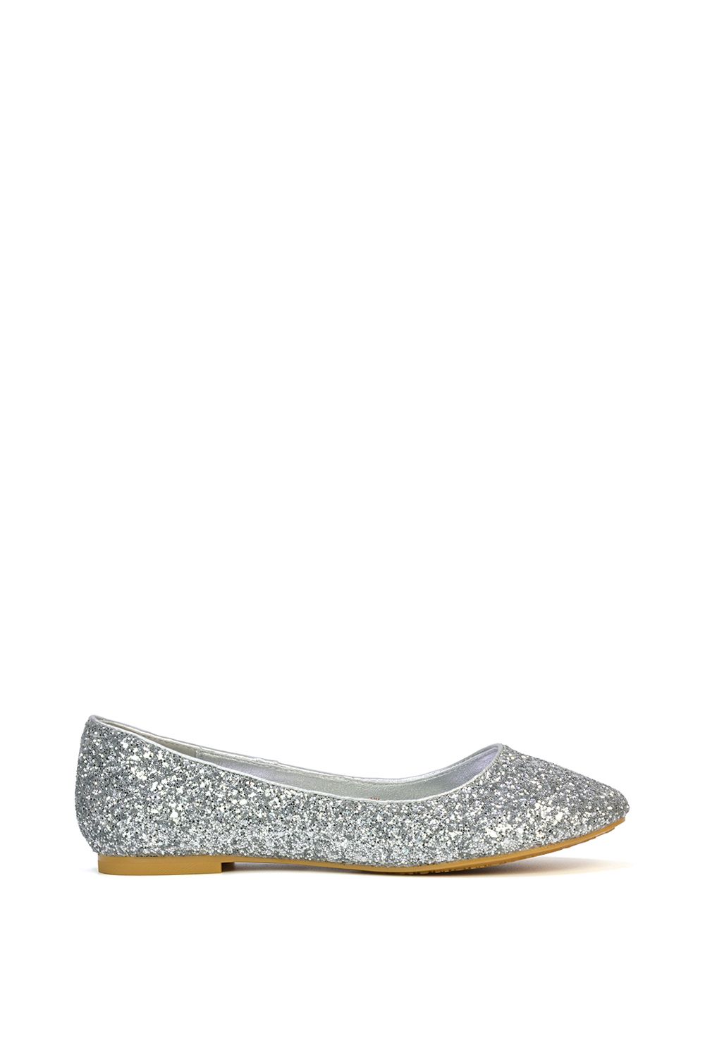 'Karissa' Flat Slip on Sparkly Glitter Ballerina Pumps