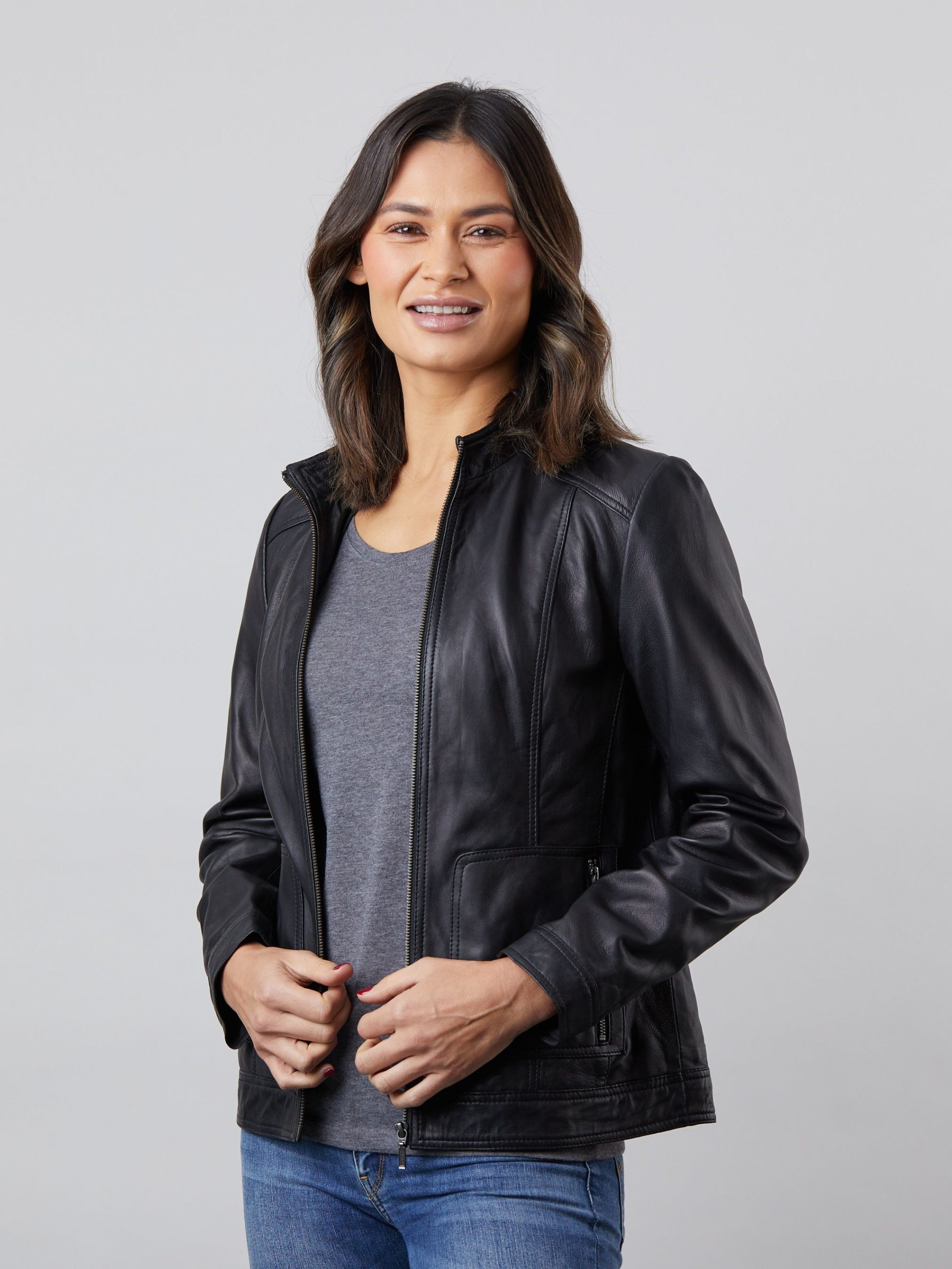 'Abbeytown' Hooded Leather Jacket