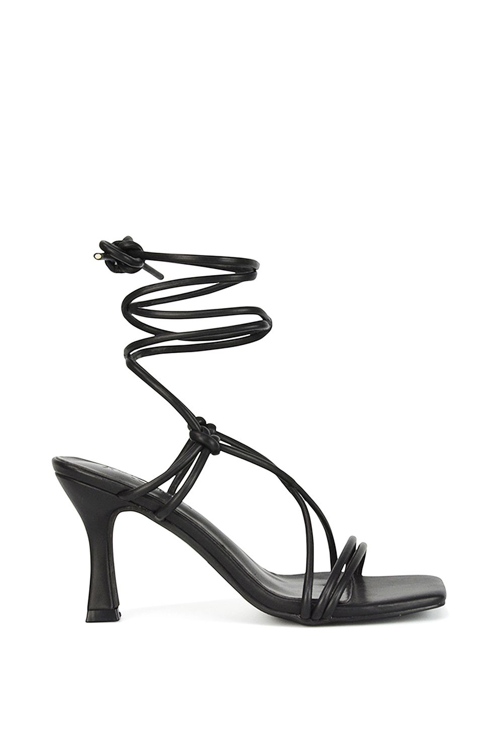 'Callie' Lace Up Square Toe Mid High Heel Sandals