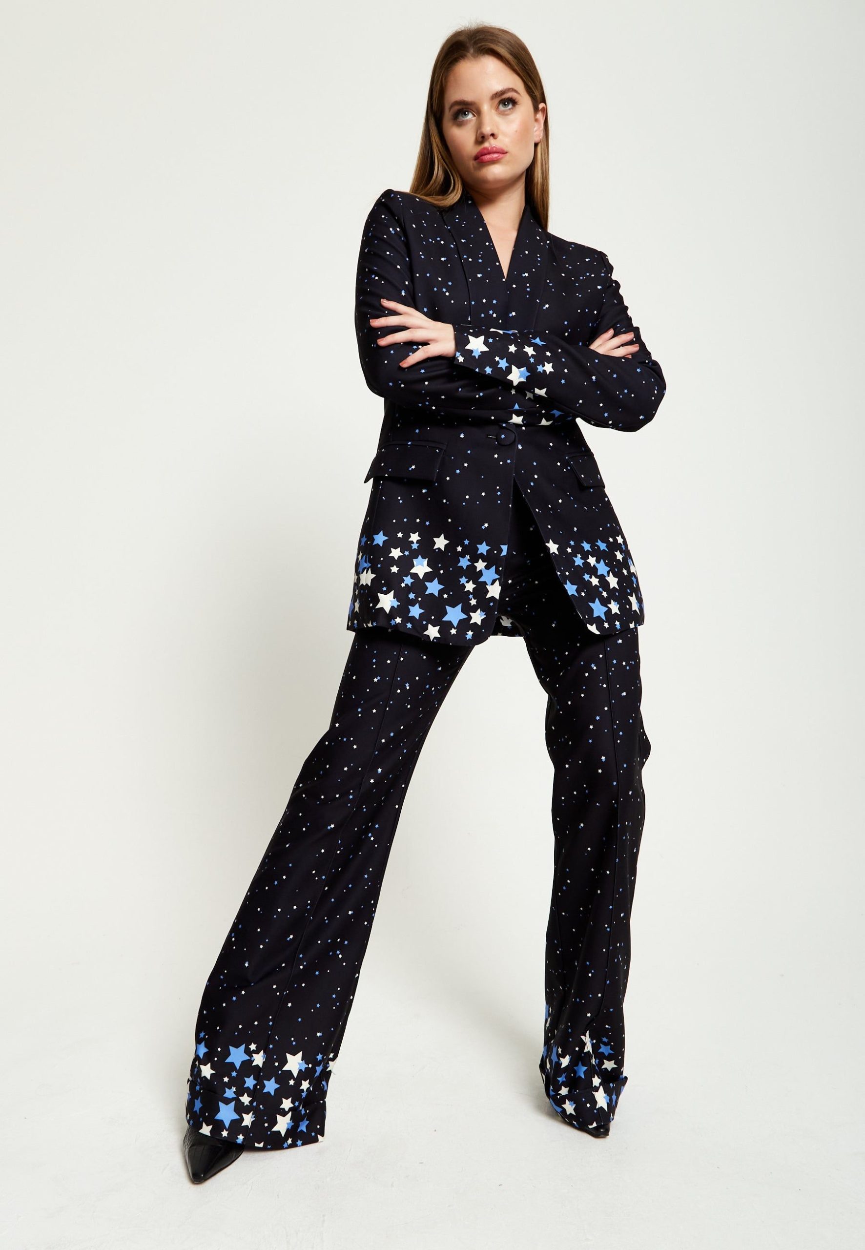 Star Print Trousers In Black