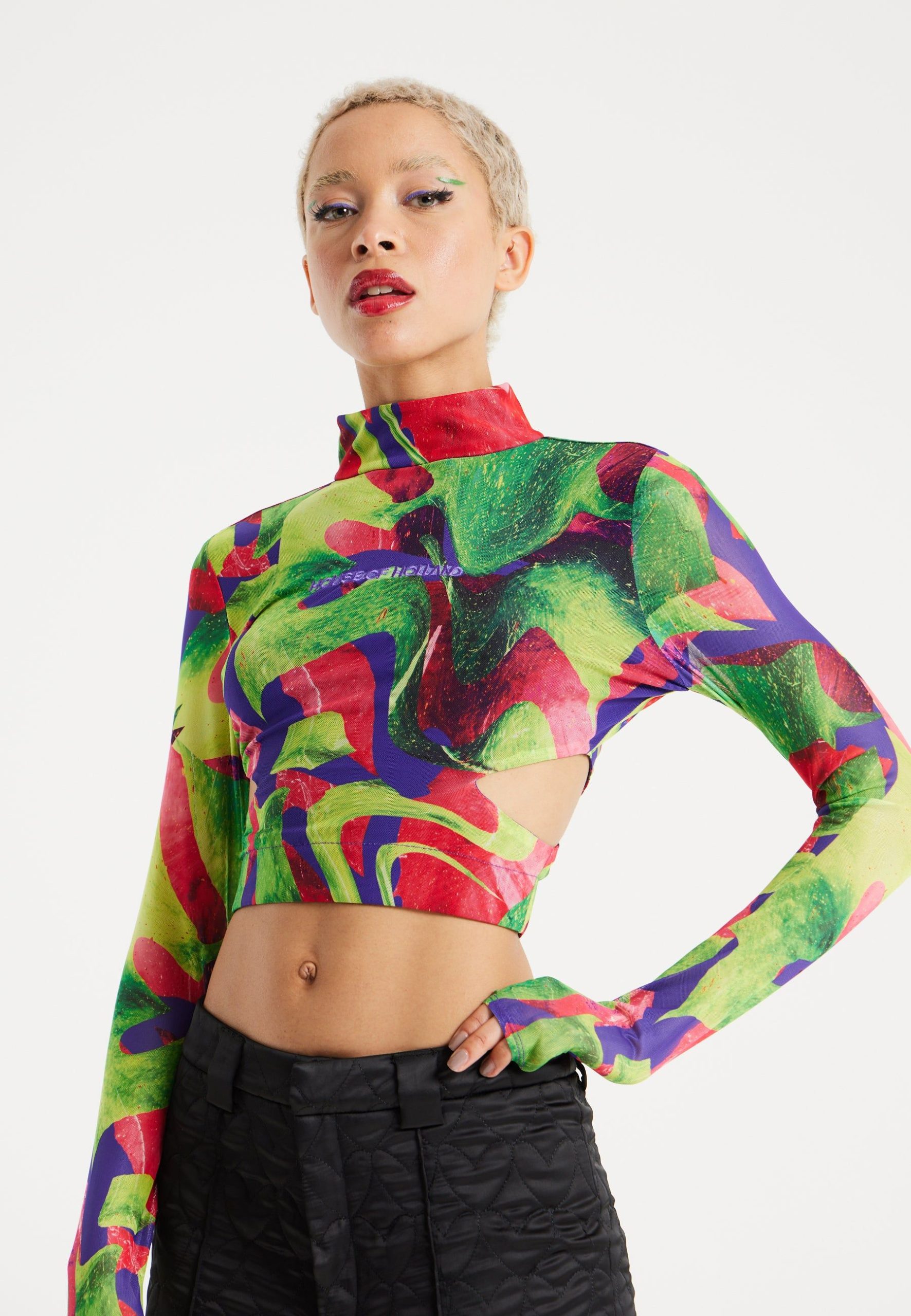 Abstract Multicolour Print Crop Top