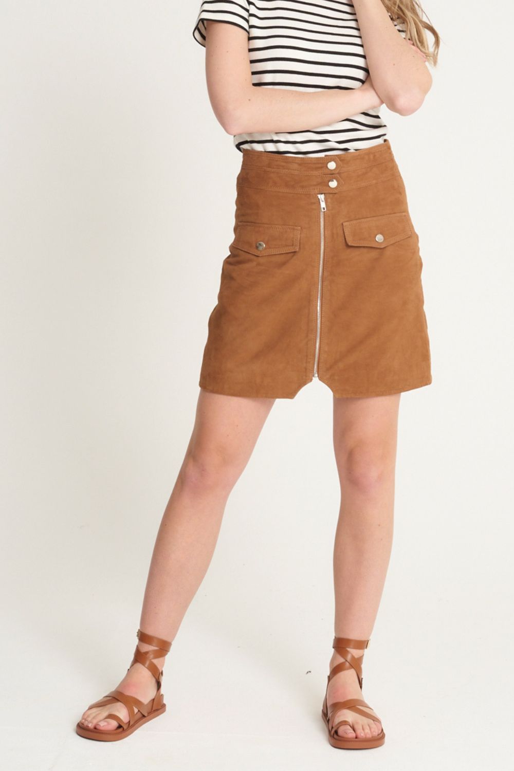 Real Suede Zip Skirt