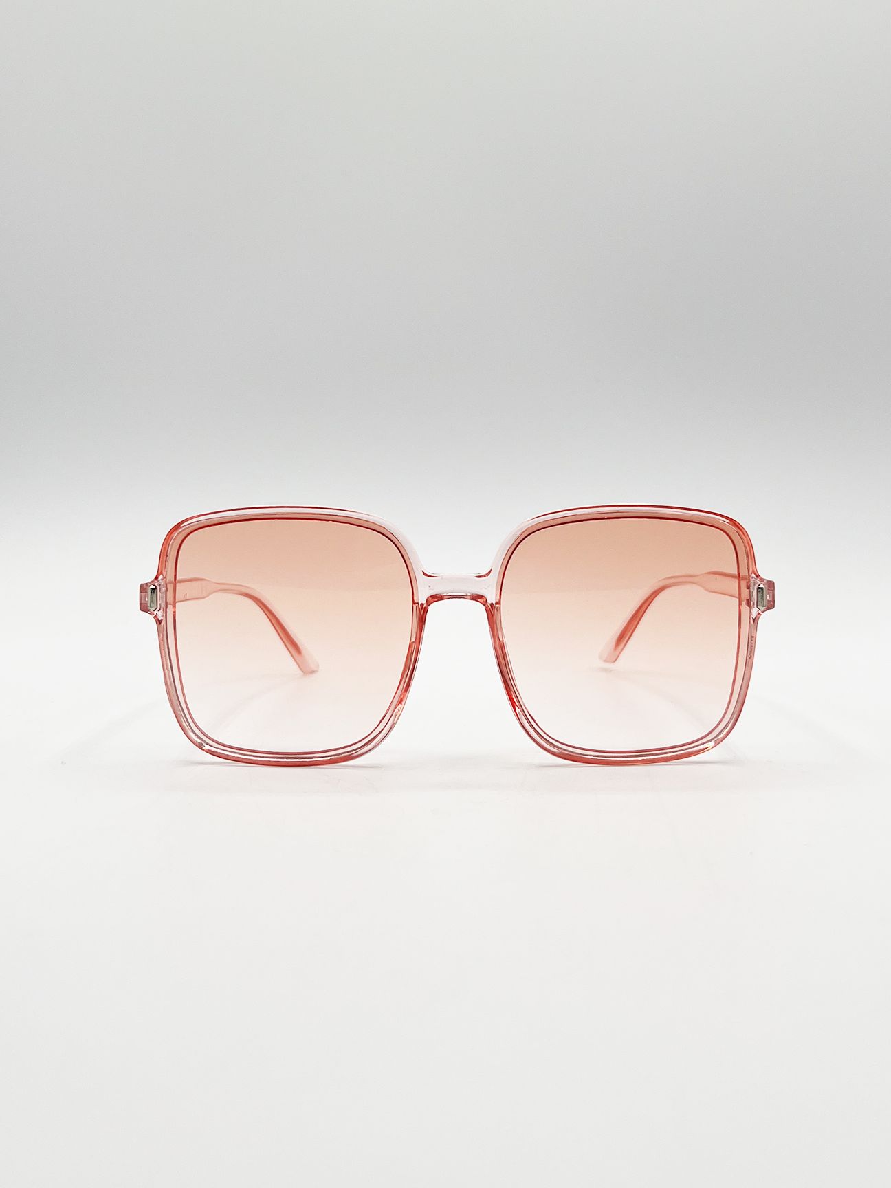 Oversized Lightweight Square Frame Sunglasses in Pale Pink