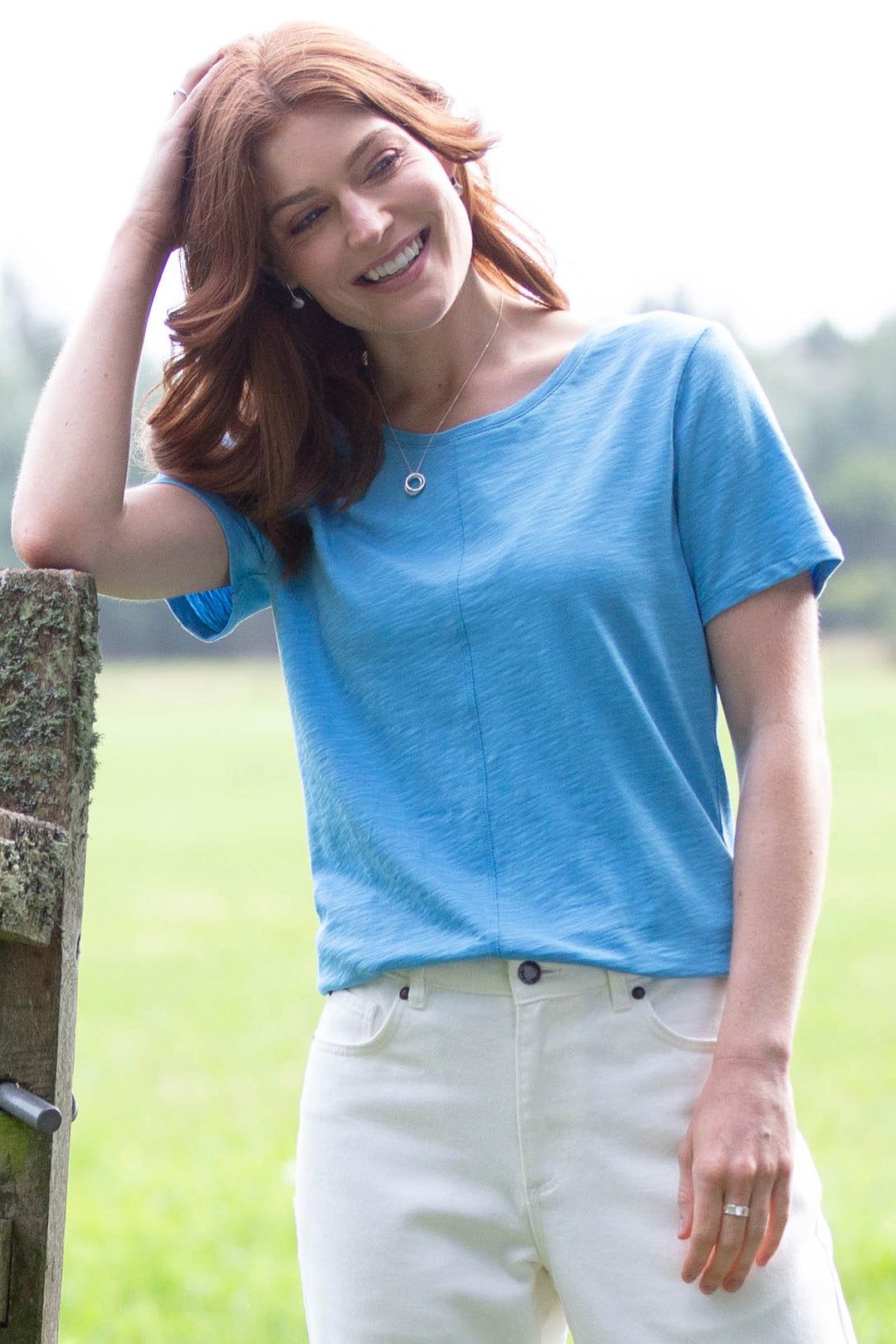 Sandford Organic Cotton Slub Jersey T-Shirt Bay Blue