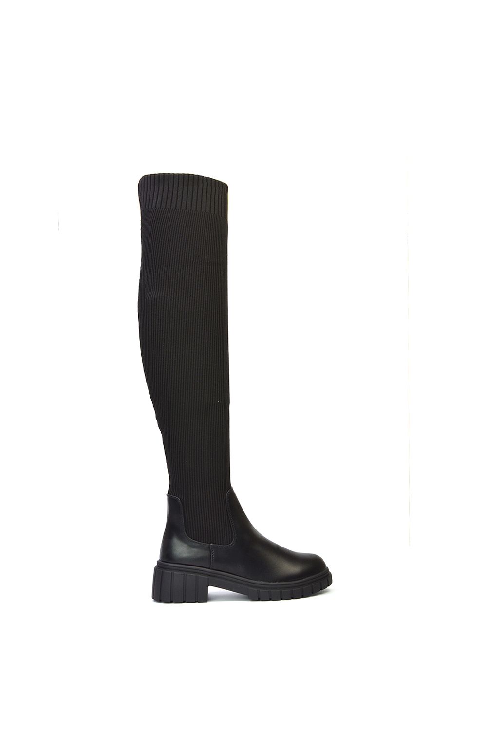 'Blaise' Over the Knee Chunky Block Heel Knitted Sock Boots