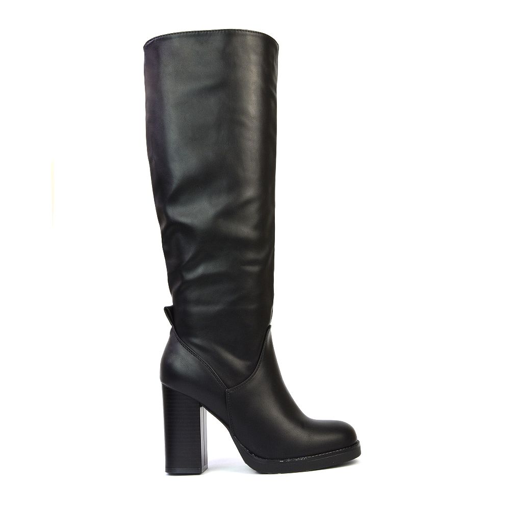 'Dustin' Block High Heel Platform Knee High Boots