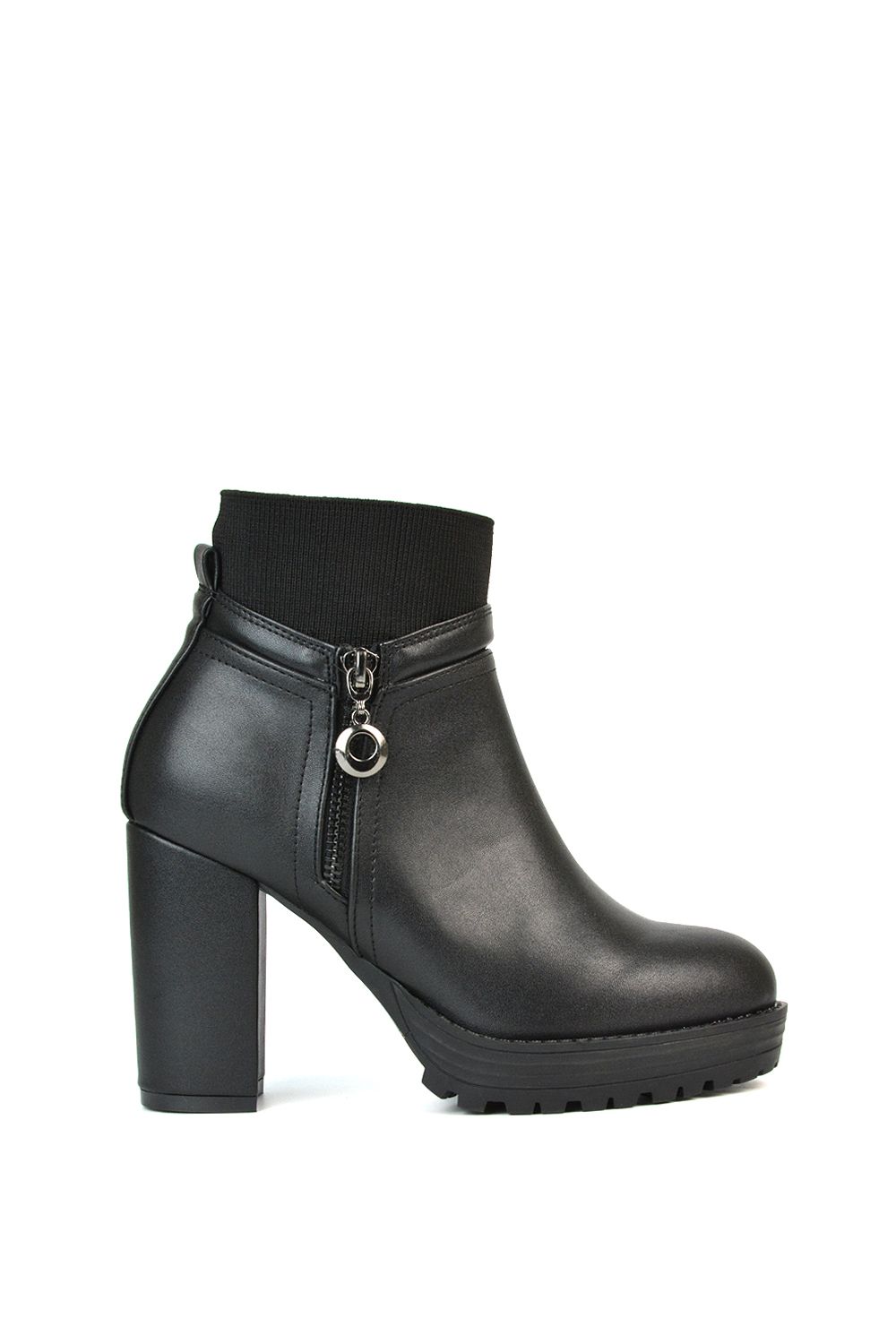 'Caitlin' Platform Block High Heel Zip Up Sock Ankle Boots