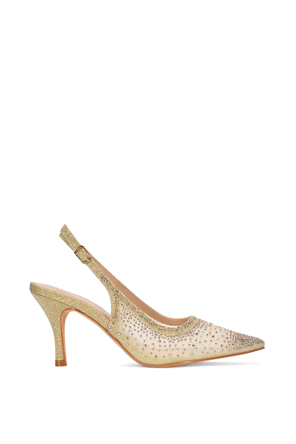 'Skye' Sparkly Mesh Stiletto Heel Slingback Occasion Court Shoes