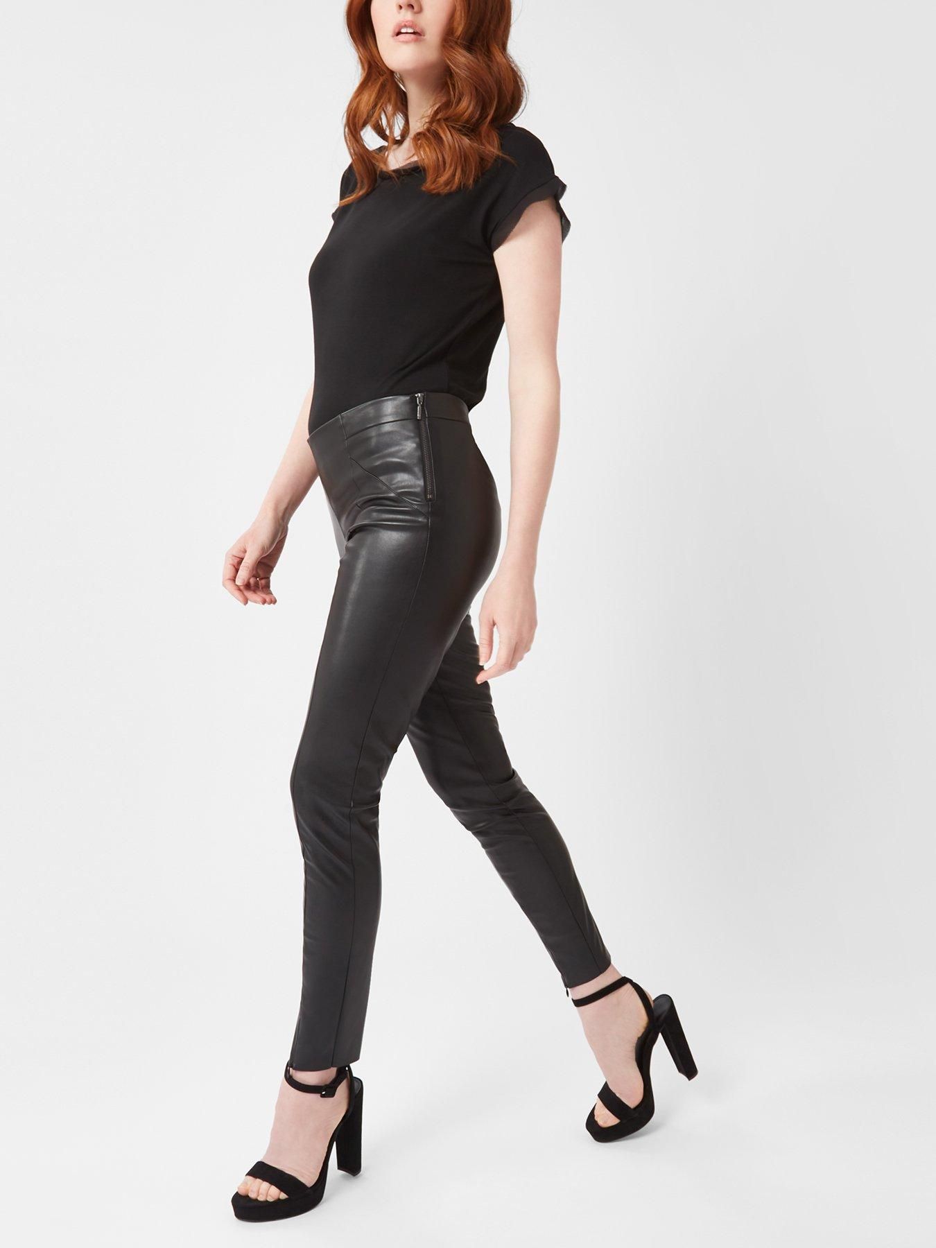 Zip Hem Faux Leather Trousers