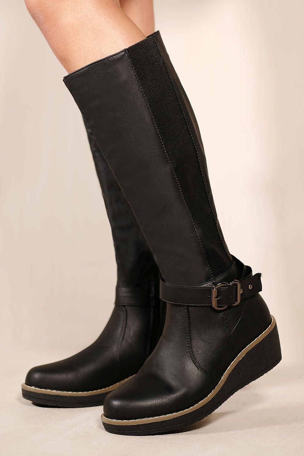 'Ayleen' Wedge Heel Knee High Boots