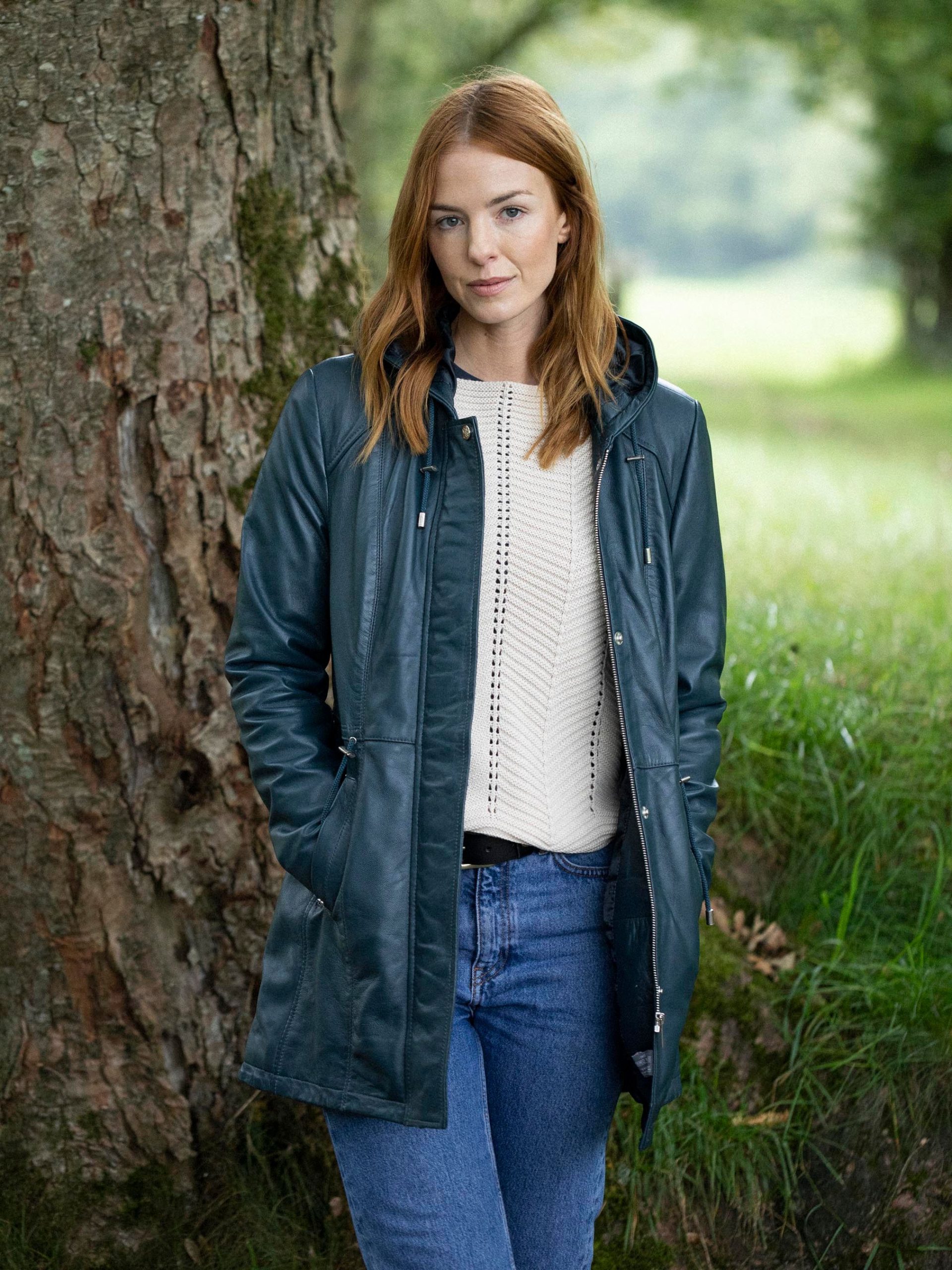 'Ambleside' Hooded Leather Coat