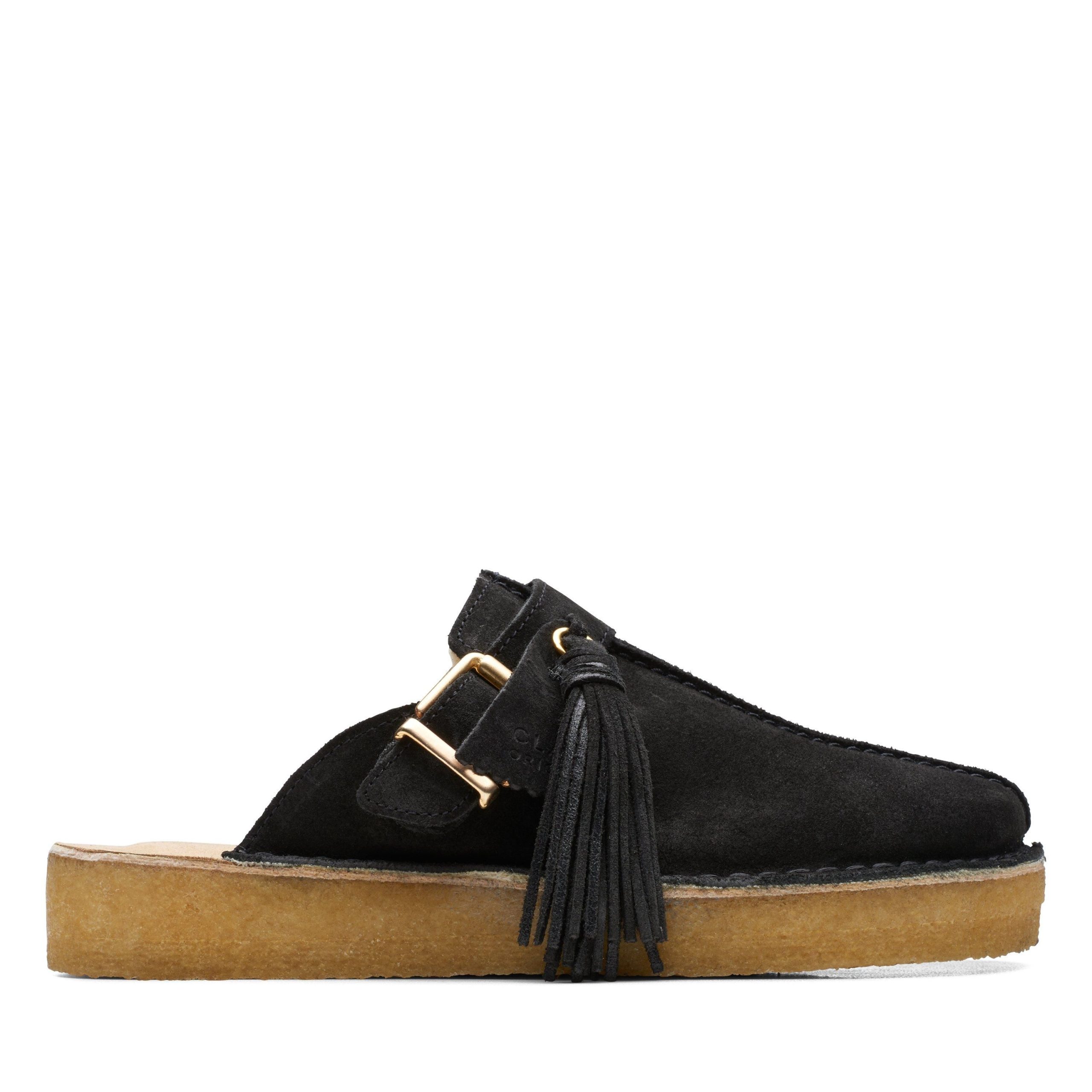 Trek Mule Black Suede Warmlined Mules