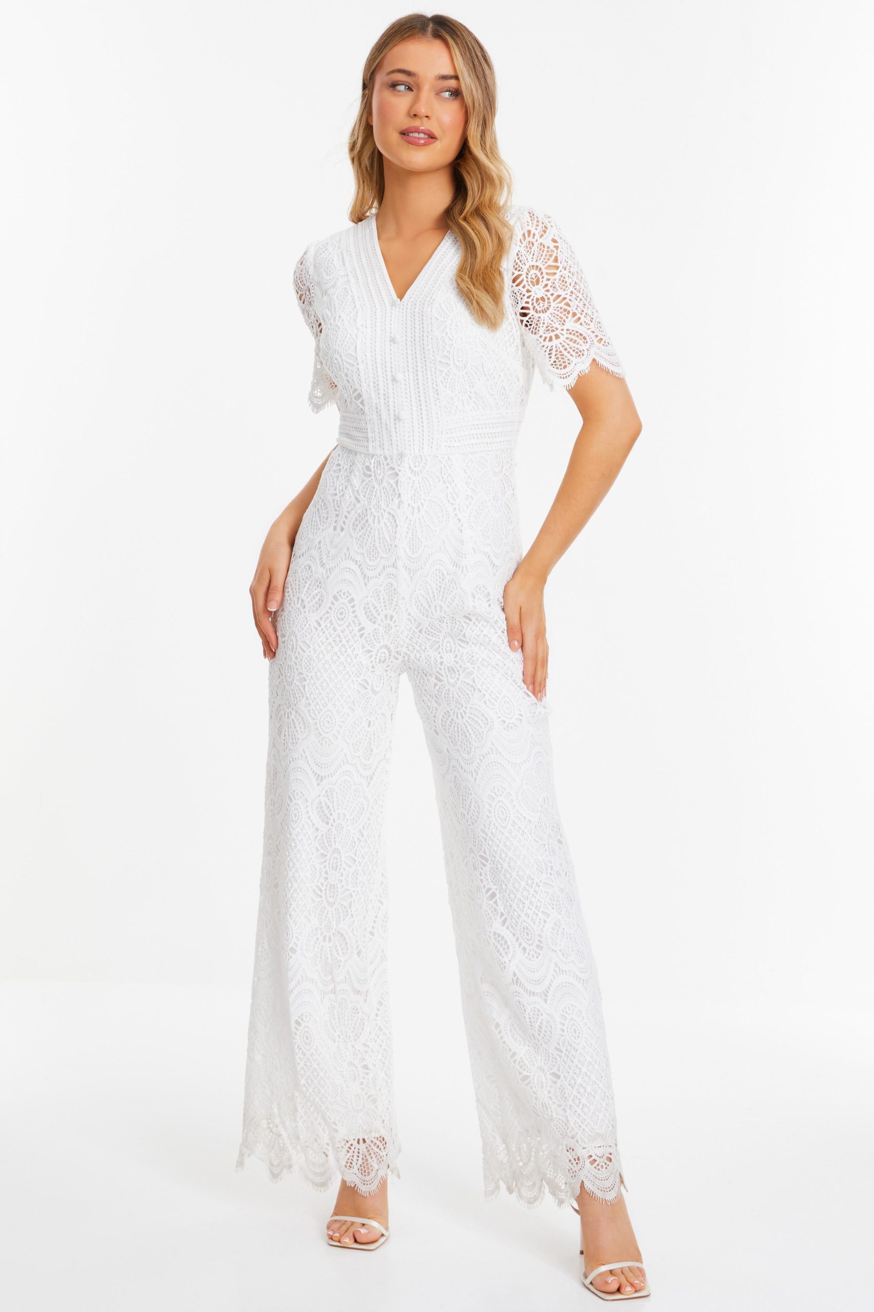 White Crochet Lace Jumpsuit