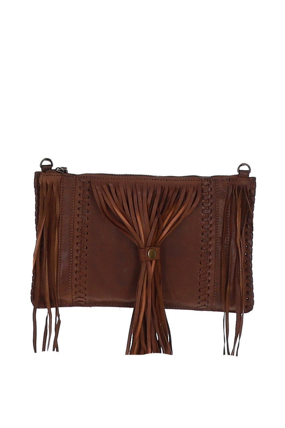 'Ludovica' Handcrafted Leather Crossbody Bag with Fringe Detail