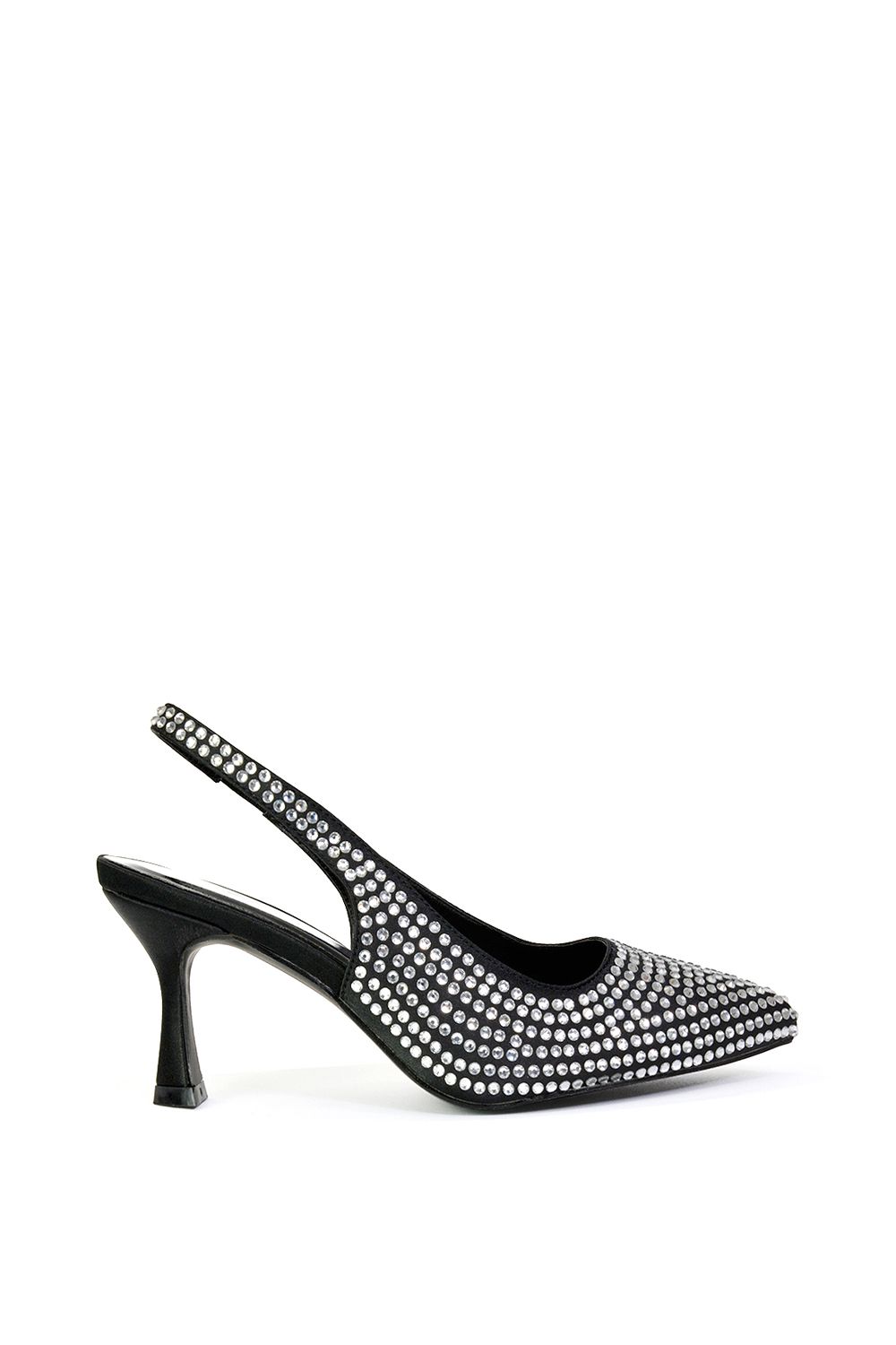 'Gayna' Diamante Bridal Slingback Pointed Toe Mid Heel Court Shoes