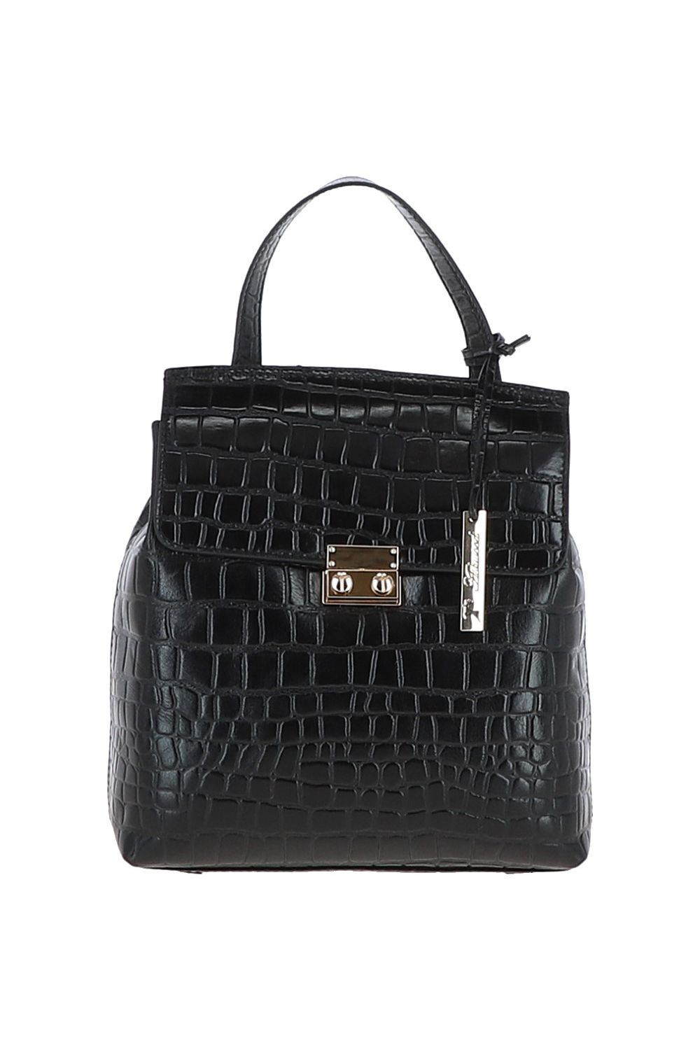 Croc Print Real Leather Backpack