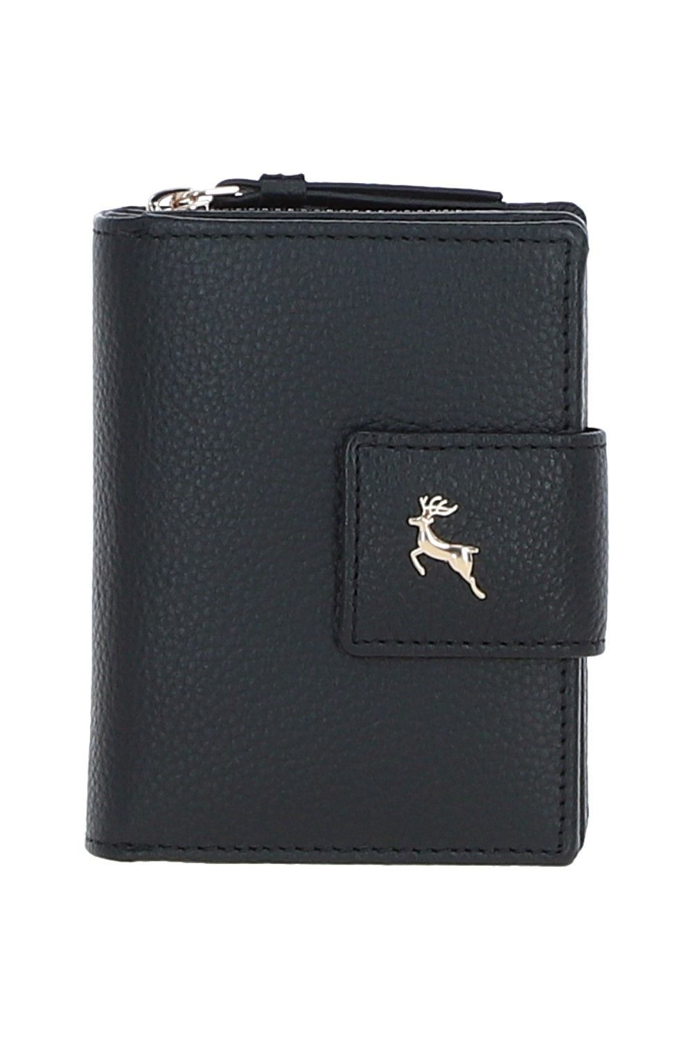 'Arte in Pelle' RFID Secure Leather Wallet/Purse with Zip and Stud Closure