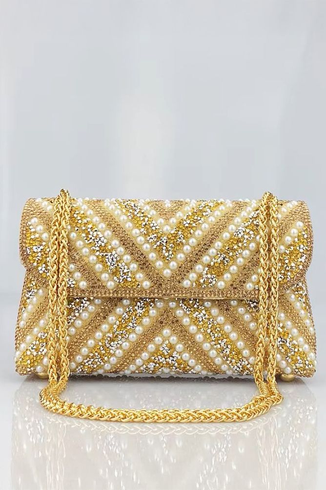 Crystals and Pearlies Evening Clutch Bag